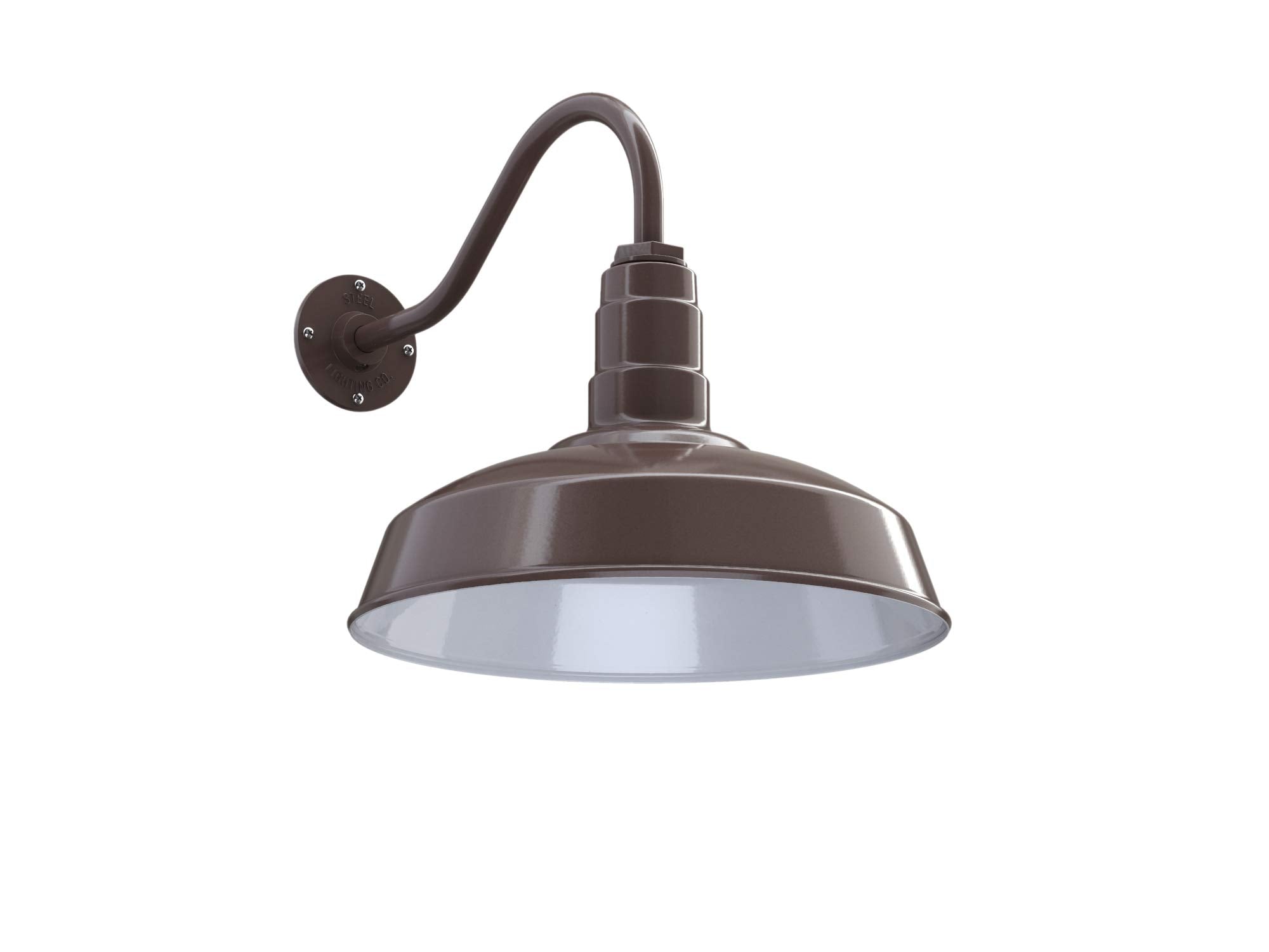 Steel Lighting Co. Gardena Barn Light - Outdoor Wall Mounted, 16in Gooseneck, Steel, Dark Bronze, Dusk to Dawn