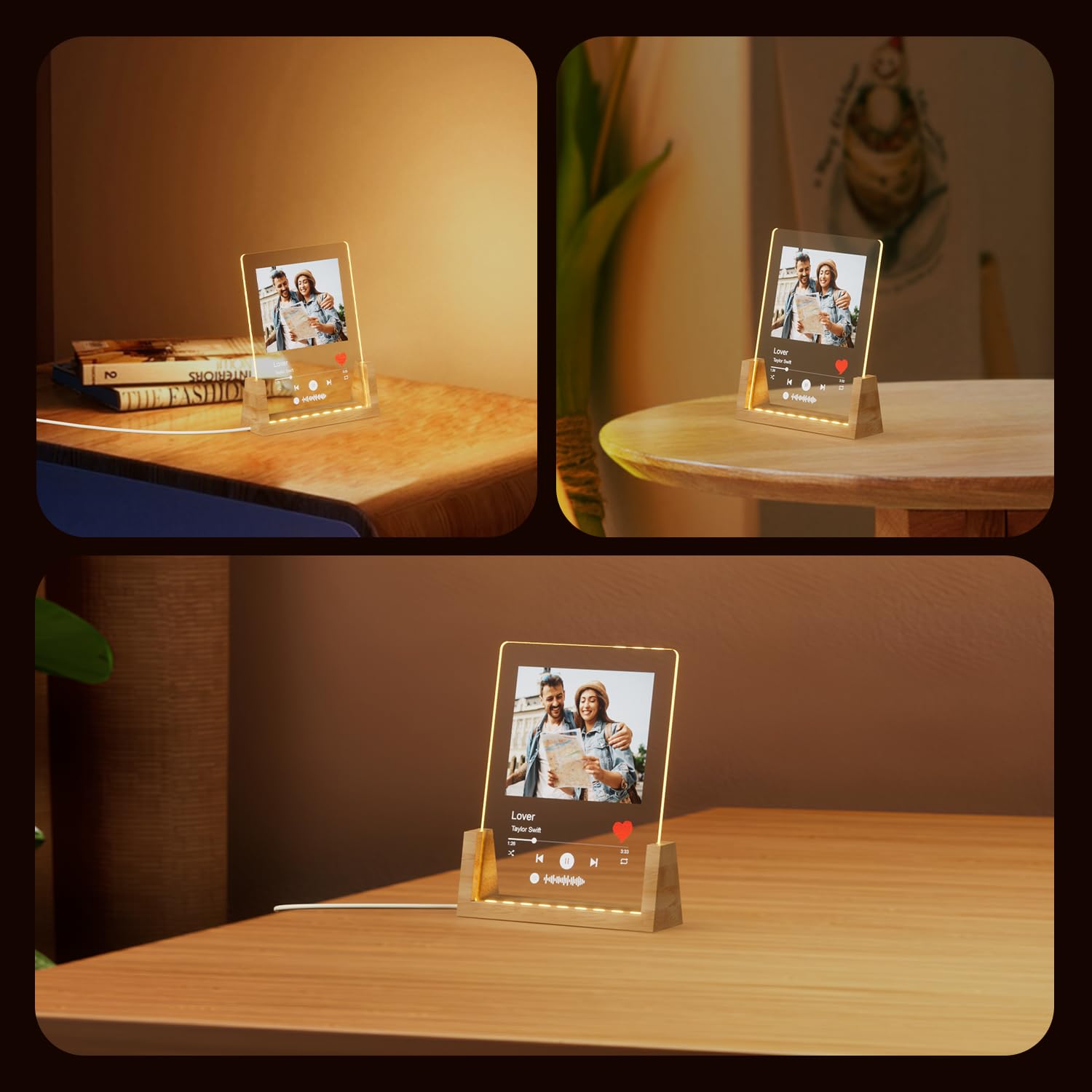 Ecavboc Personalized Night Light Led With Photo For Women Men Couple Family Boyfriend Girlfriend, Customizable Valentines Annive