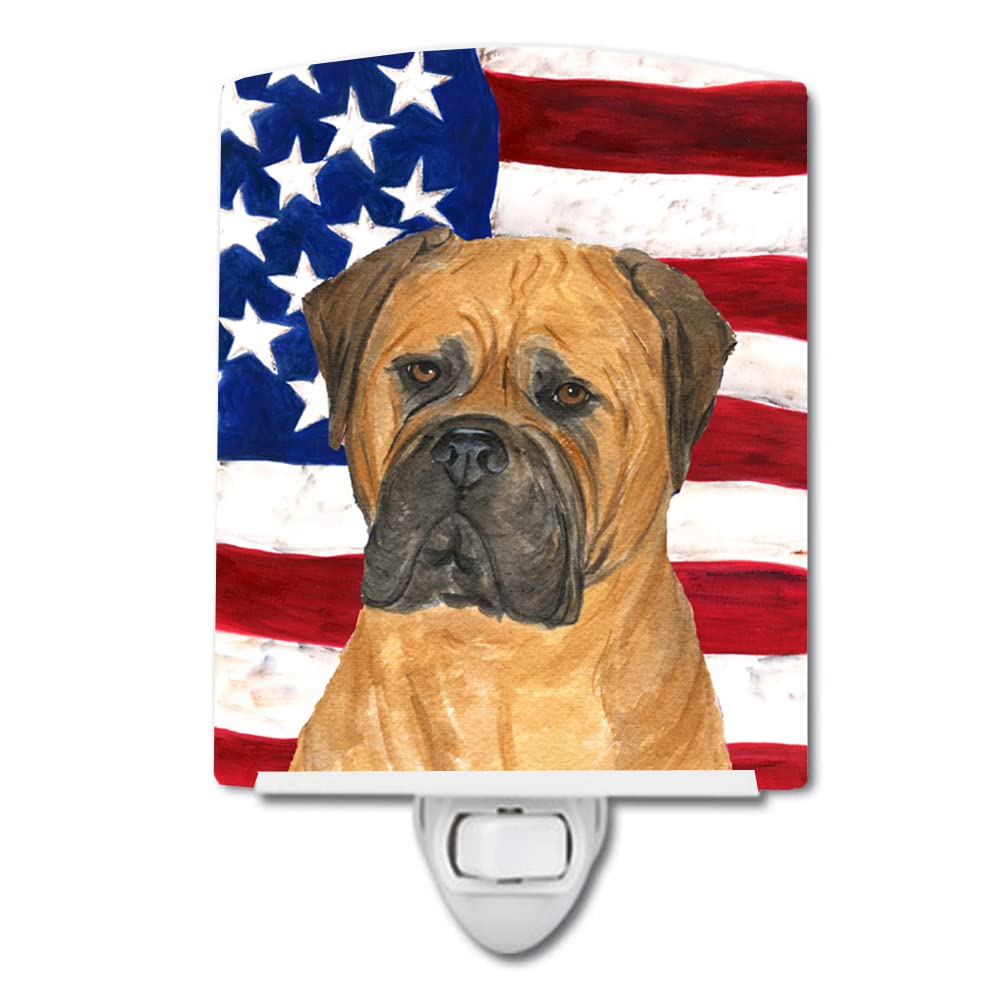 Carolines Treasures Ceramic Night Light, USA American Flag, Bullmastiff, 6x4x3in, Multicolor, Model SS4001CNL