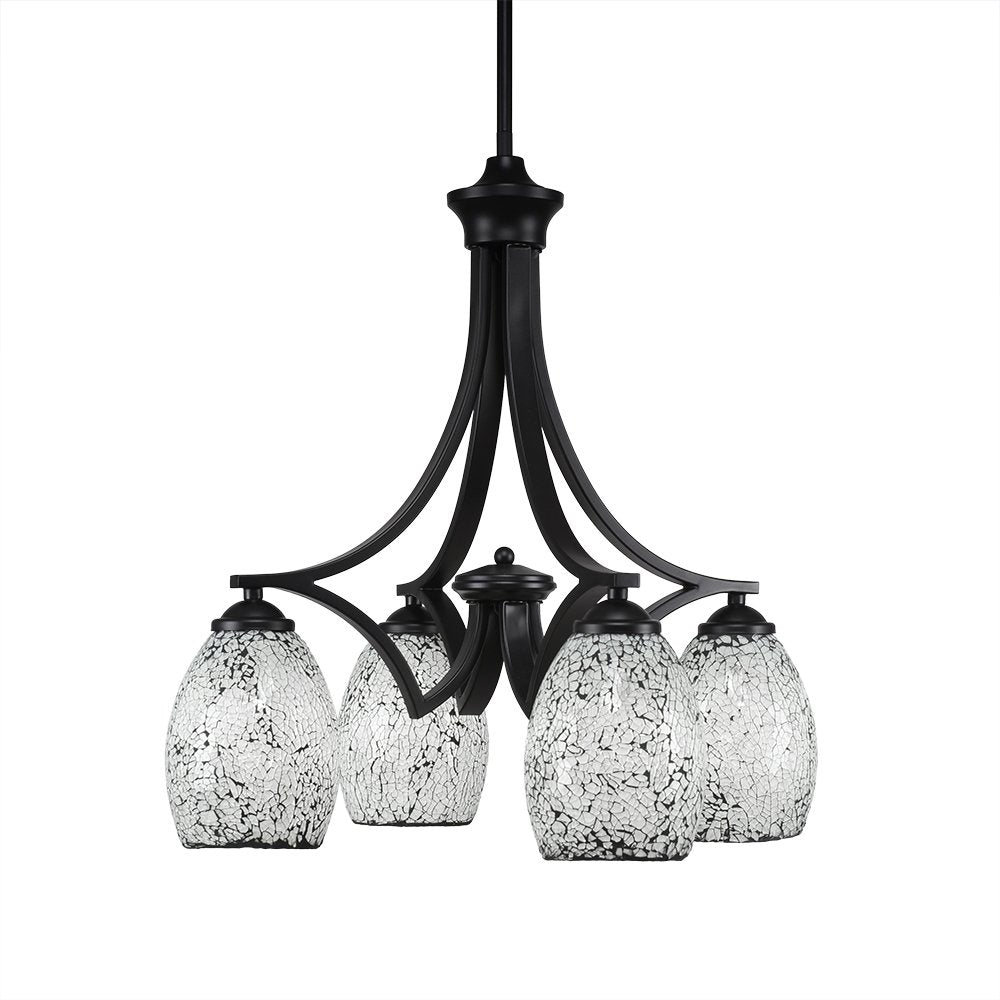 Toltec Lighting 568-MB-4165 Zilo 4 Light Chandelier with Black Fusion Glass, 5&quot;, 16.25&quot; x 16.25&quot; x 21&quot;, Matte Black