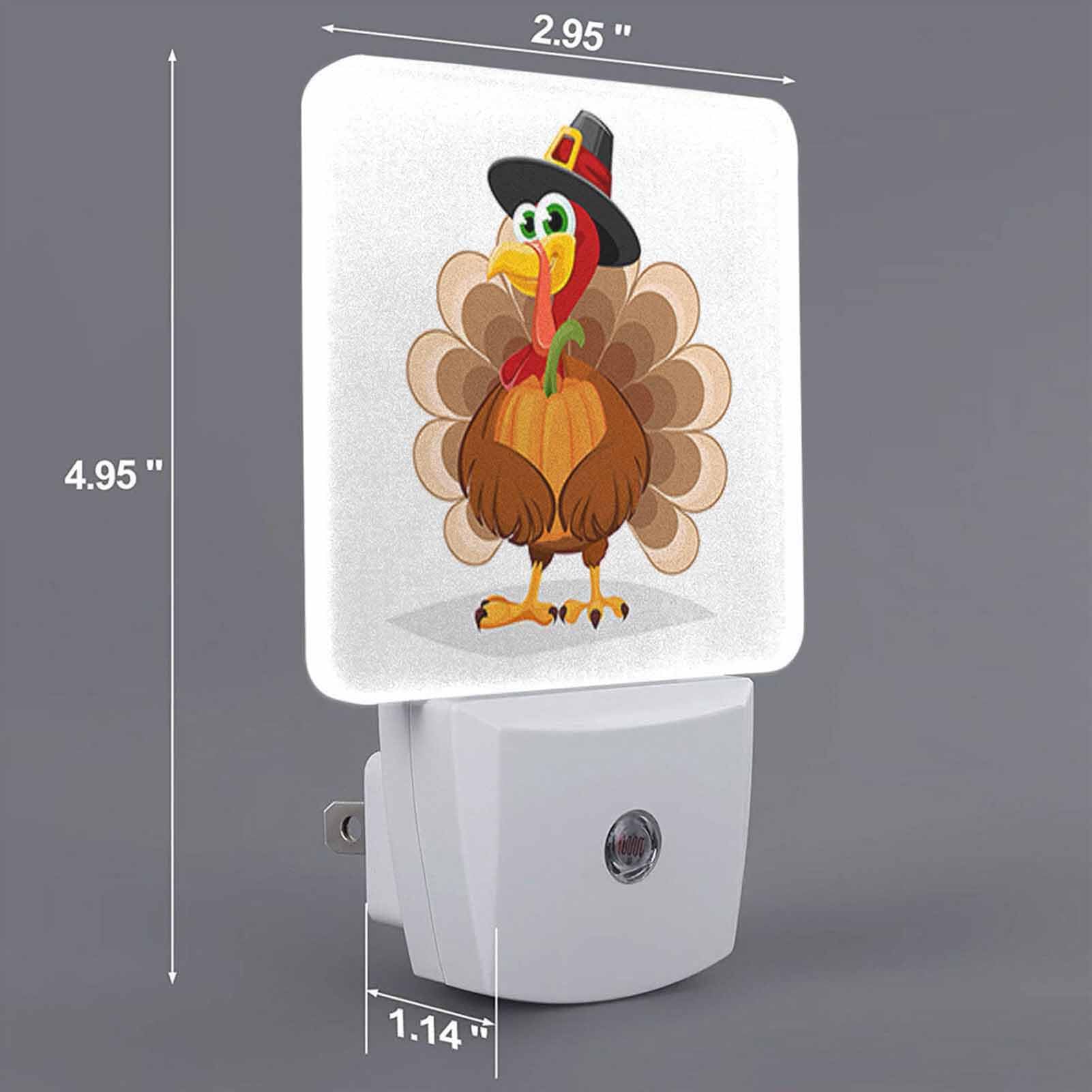 Chrobak Led Night Light Plug Into Wall With Dusk To Dawn Light Sensor White Energy Efficient Thanksgiving Day Turkey Nightlight For Bedroom Bathroom Hallway Living Room Kitchen
