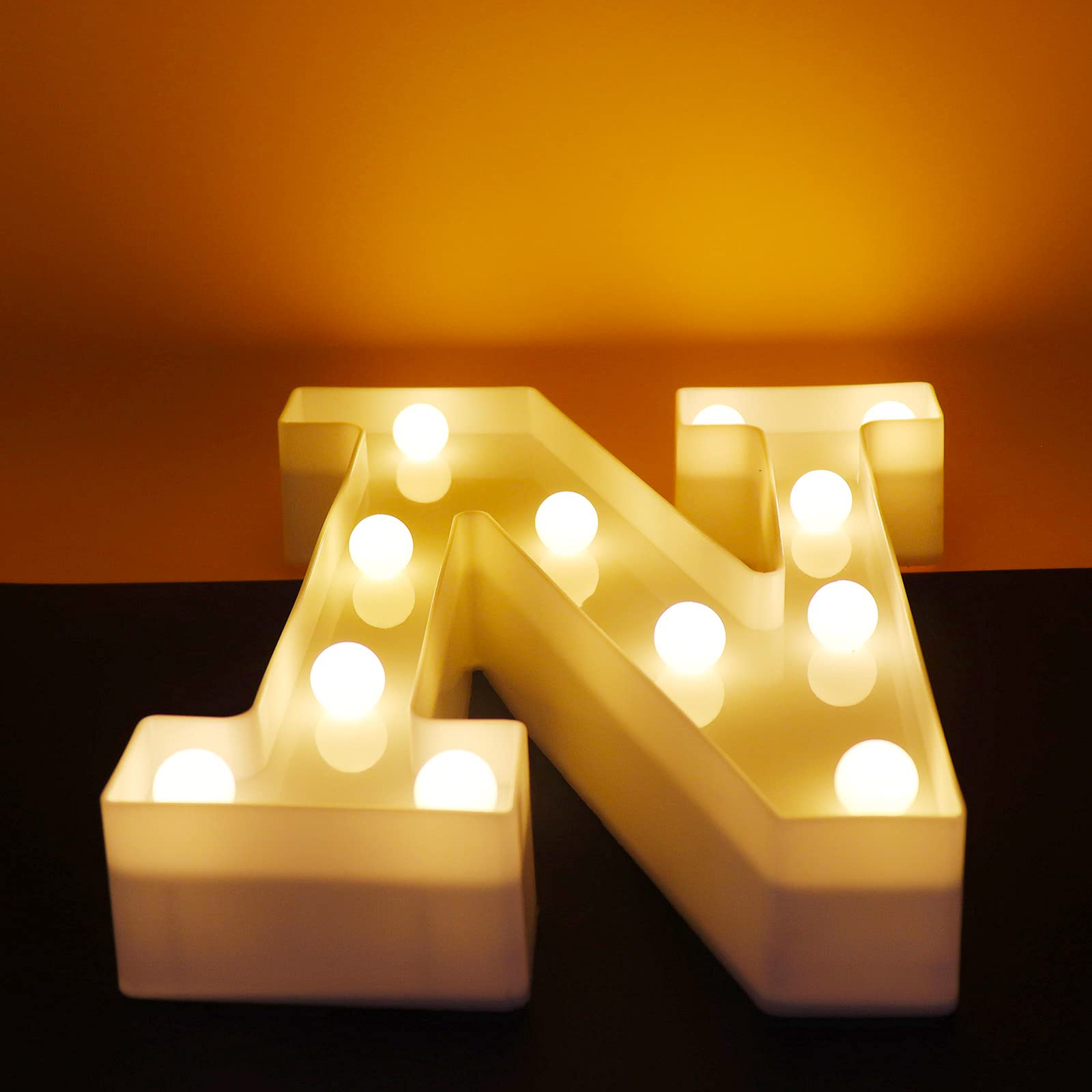 Ausaye Led Letter Lights Alphabet Light Up Sign Night Light For Home Party Wedding Decoration (N)
