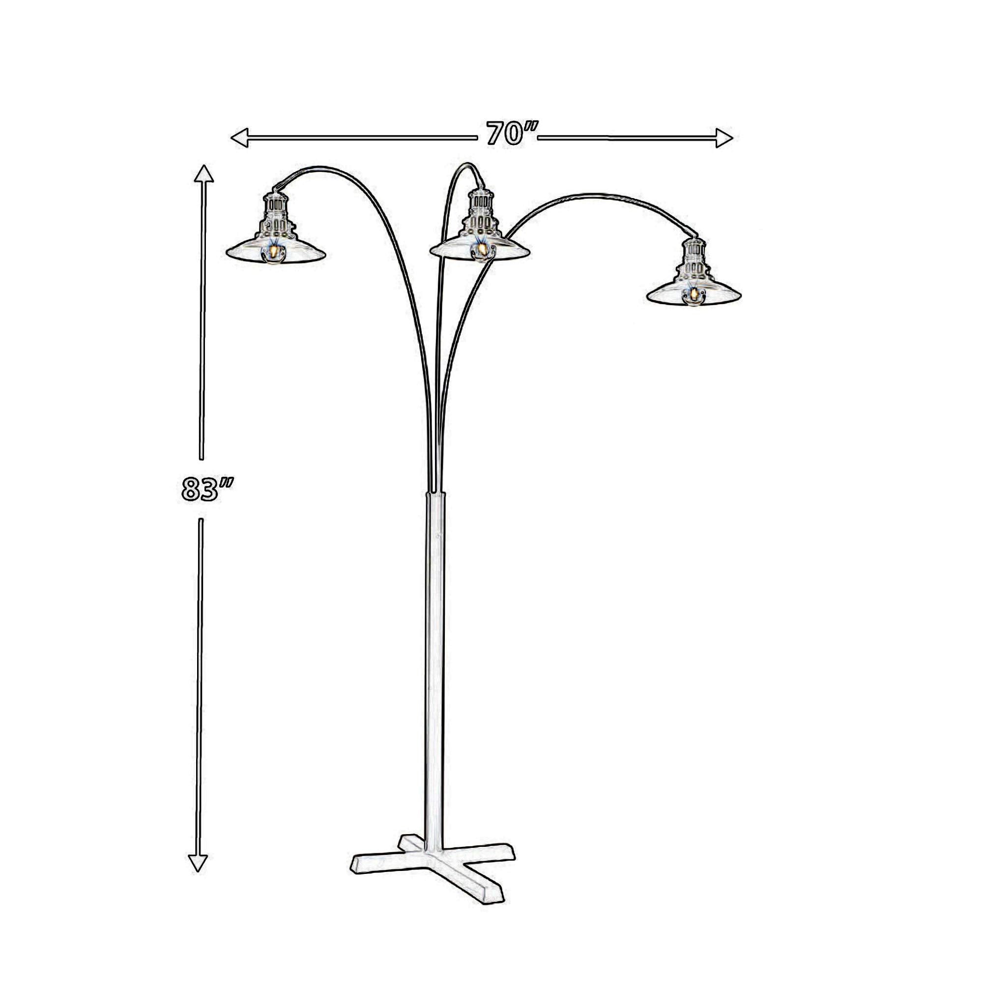 Modern Street Style Metal Lamp with Cross Shaped Leg Base, Black