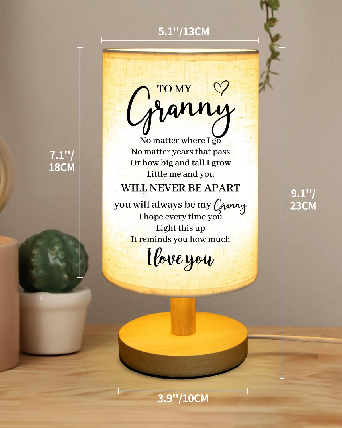 Granny Gifts From Granddaughter Grandson, To My Granny Fabric Table Lamp, Granny Christmas Birthday Gifts, Bedside Table Lamp Gi