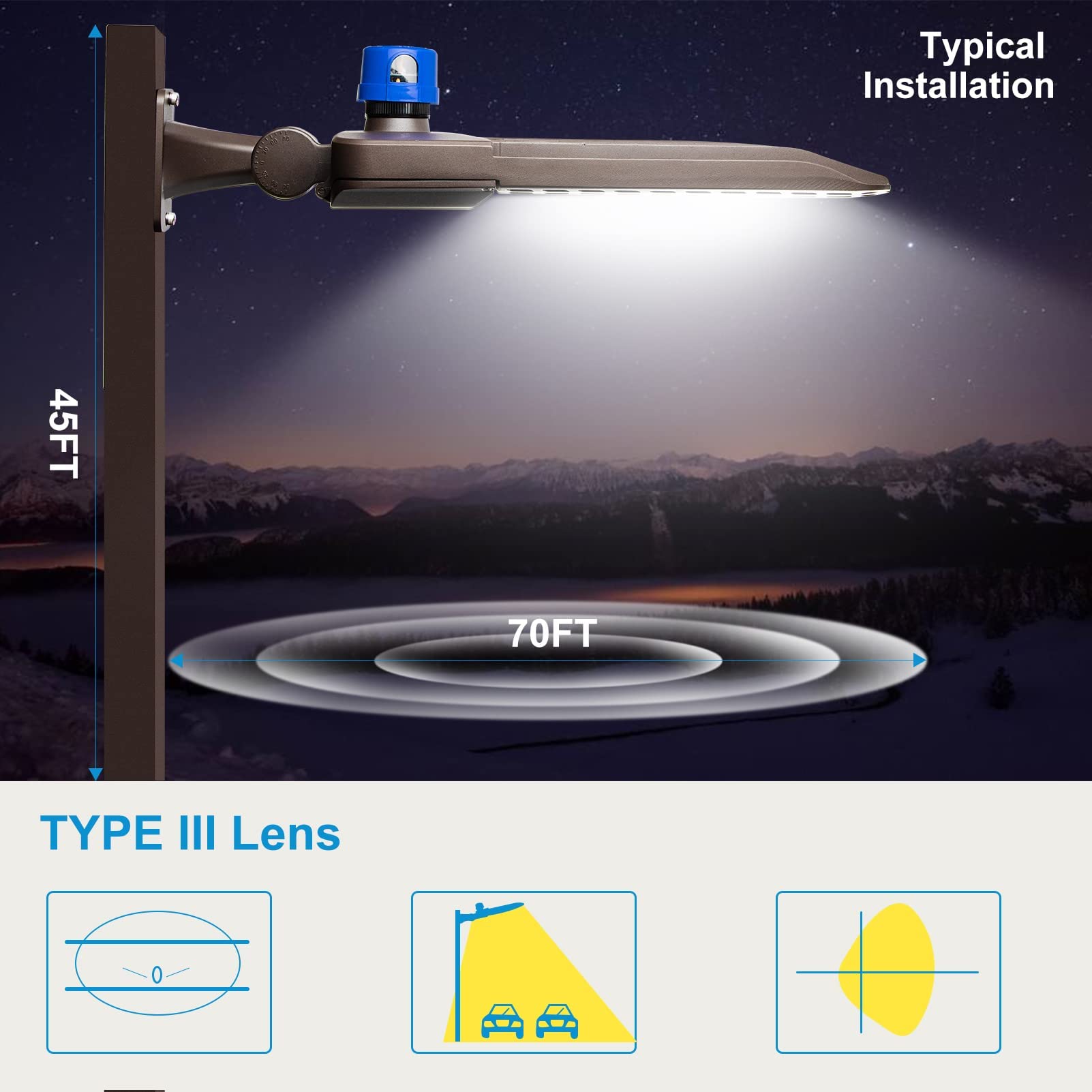 Lightdot LED Parking Lot Light 420W Dusk to Dawn 2-Pack Aluminum Brown LSB-04-A-2P