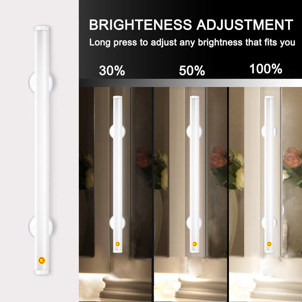 BESTCAN LED Mirror Lights - Portable Cordless Makeup Lights, Simulated Daylight, 3 Brightness Levels, Model 05, Transparent Color