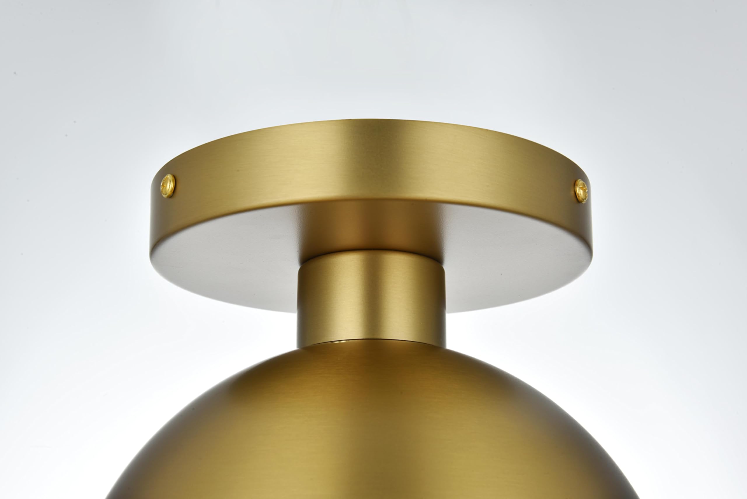 Living District Eclipse 1-Light Metal & Glass Flush Mount in Frosted White/Brass