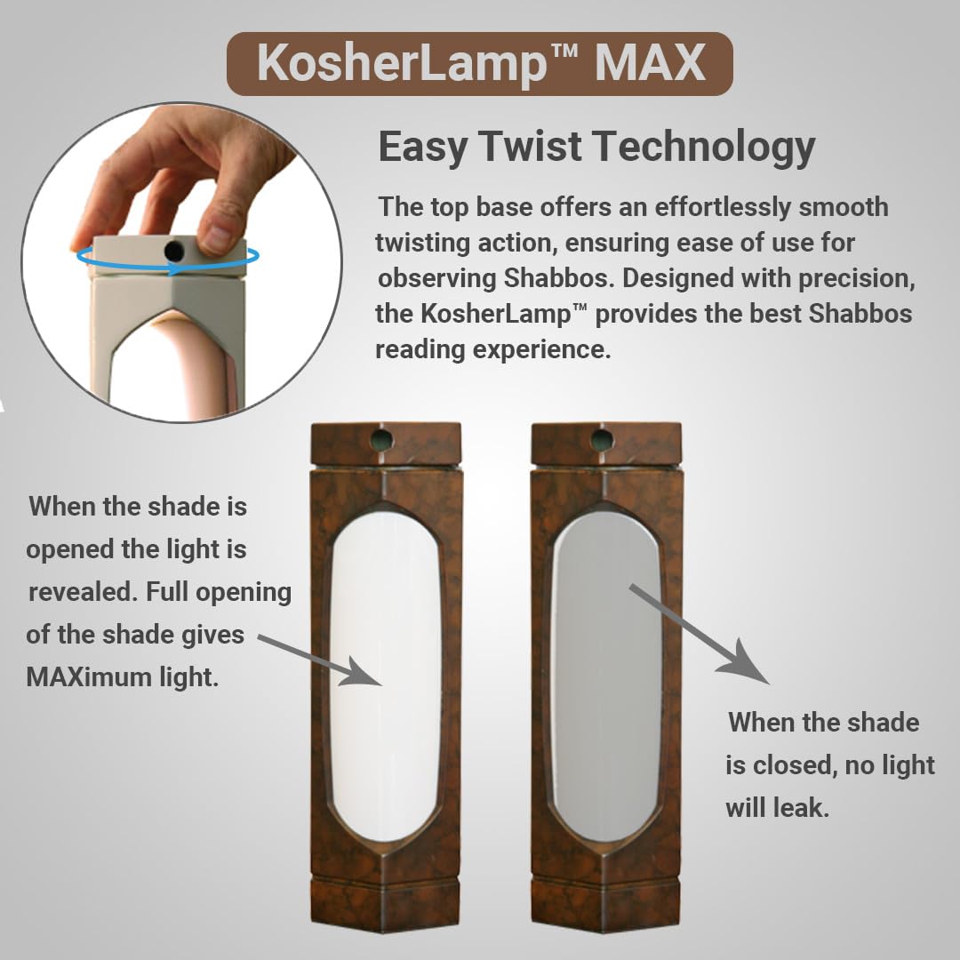 Kosher Innovations KosherLamp™ Max - Brown Marble, Model kosherlampbr, Stylish and Functional Lighting Solution