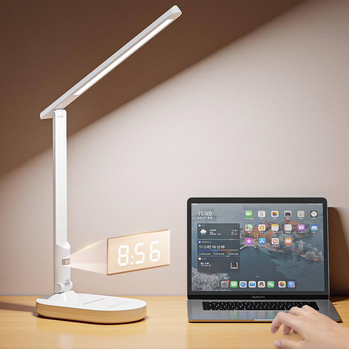 LEDLAY Foldable LED Desk Lamp for Home Office, 3 Color Modes & 4-Level Brightness, Rechargeable USB-C Study Light, Space-Saving