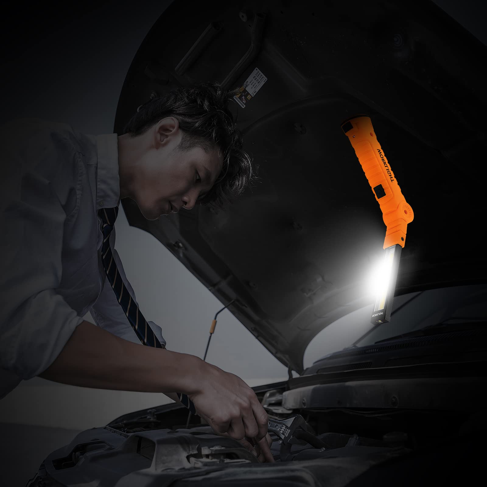 Vagocom 4 Pack WorkLights Tools for Mens Dad Gift,LED Rechargeable Magnetic Flashlights with Hook 360 Rotate 5 Modes Emergency L