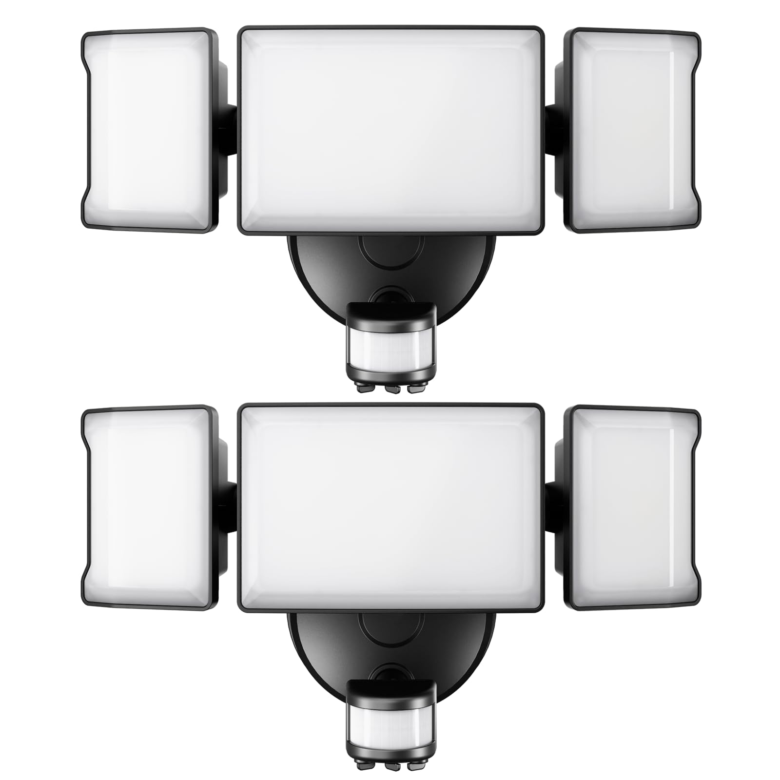 Olafus 65W Motion Sensor Outdoor Light, 6000LM, 6500K, 3 Adjustable Heads, IP65 Waterproof, Black, Model BDB55G-3, 