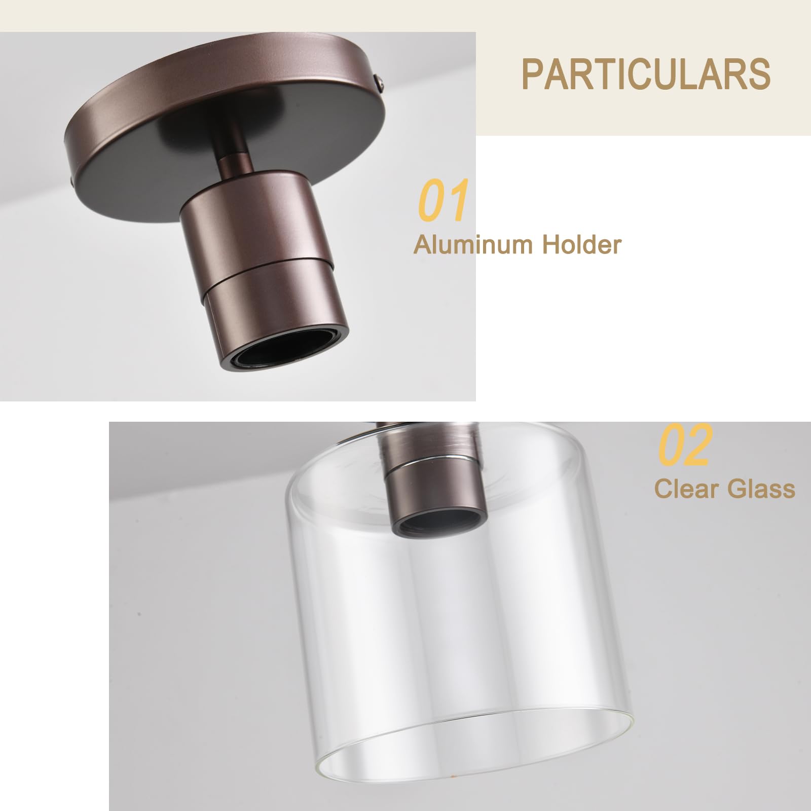 Klss Oil Rubbed Bronze Semi Flush Mount Ceiling Light,Modern Farmhouse Ceiling Light Fixture For Closet Hallway Entryway,Hallway