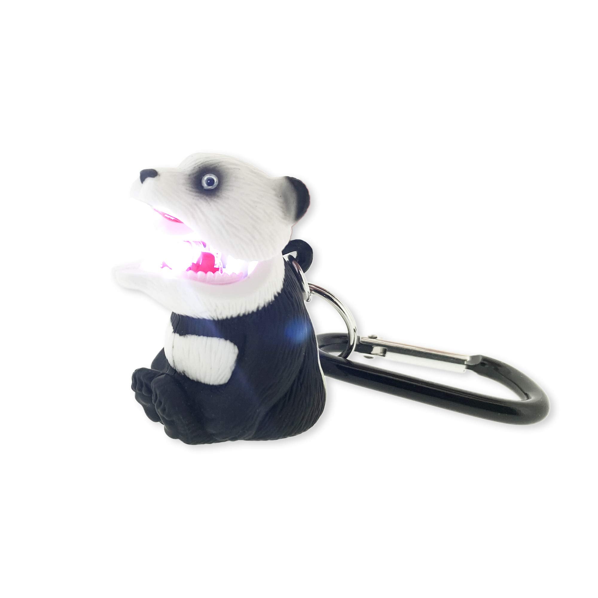 Sun Company Big Discoveries WildLight Carabiner Flashlight - Mini Keychain Light for Kids, Rubber-Coated Plastic, Panda Color, Model 642