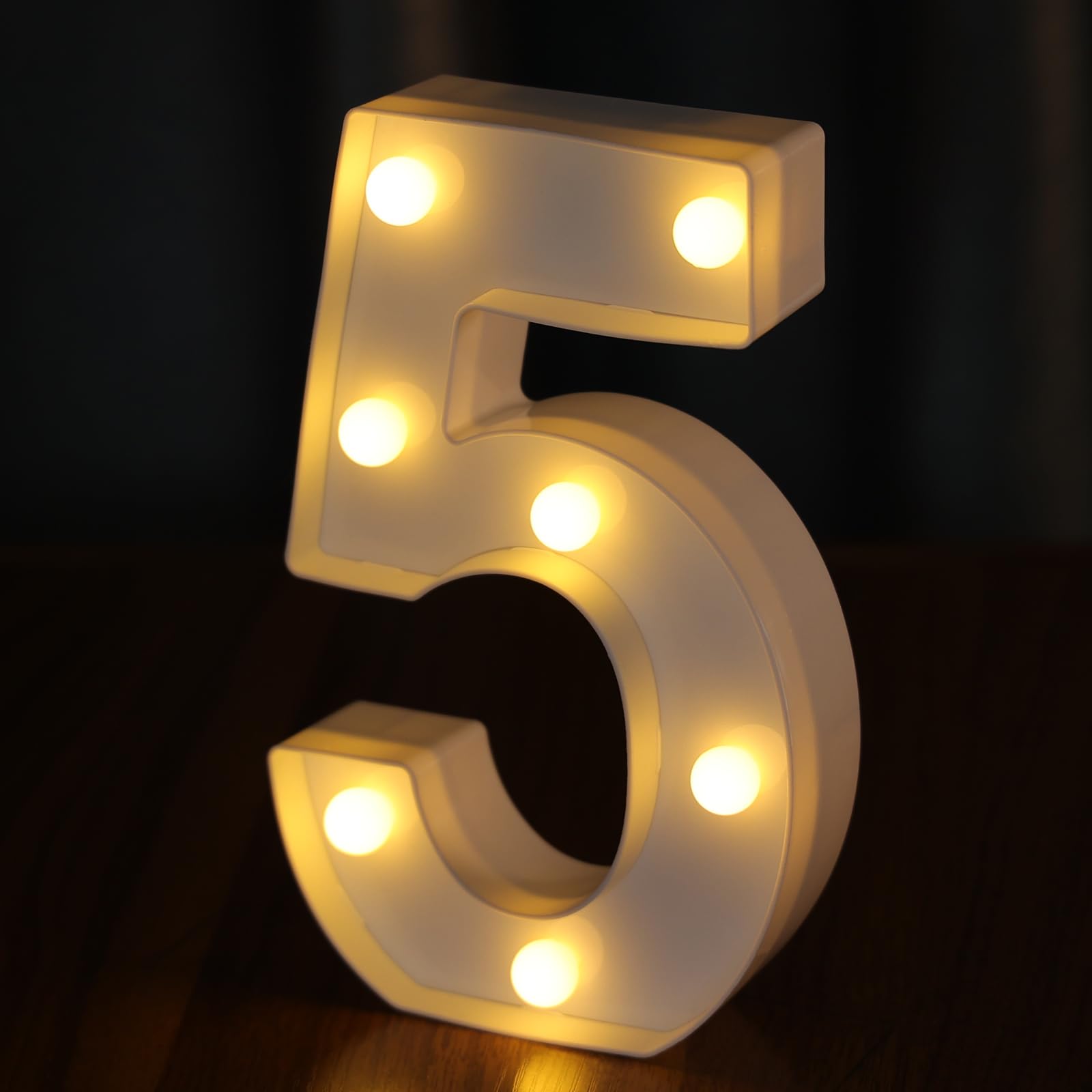 IFDGCTK LED Number Light 10in Decorative Marquee Number 5, Battery Powered, Warm Light, Plastic Home Decor