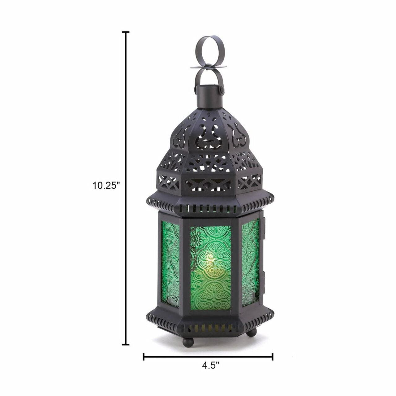 Zingz And Thingz Glass Moroccan Lantern In Green