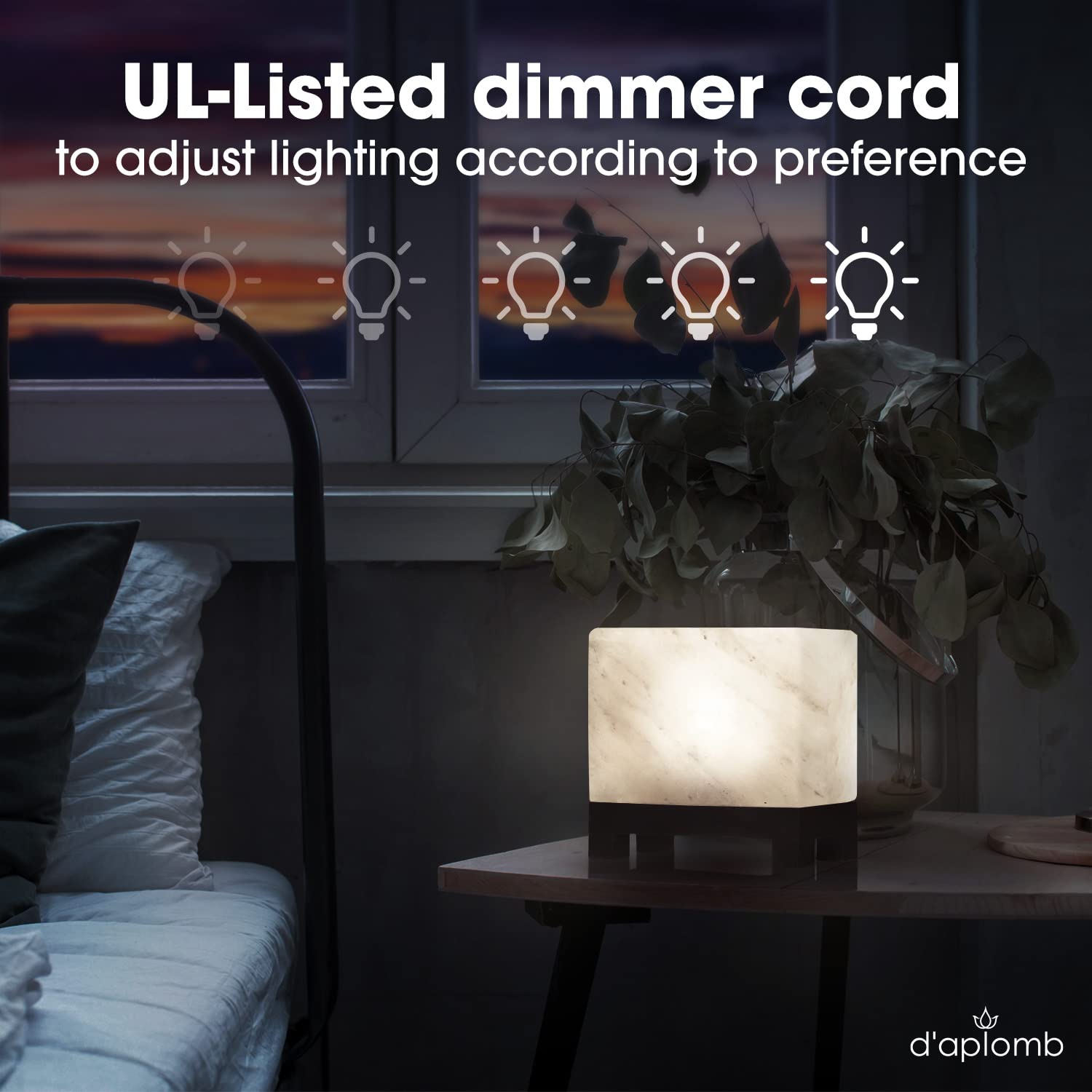 D'Aplomb 100% Authentic Natural Himalayan Salt Lamp;Hand-Carved Modern Rectangle Rare White Crystal Rock Salt From The Himalayan