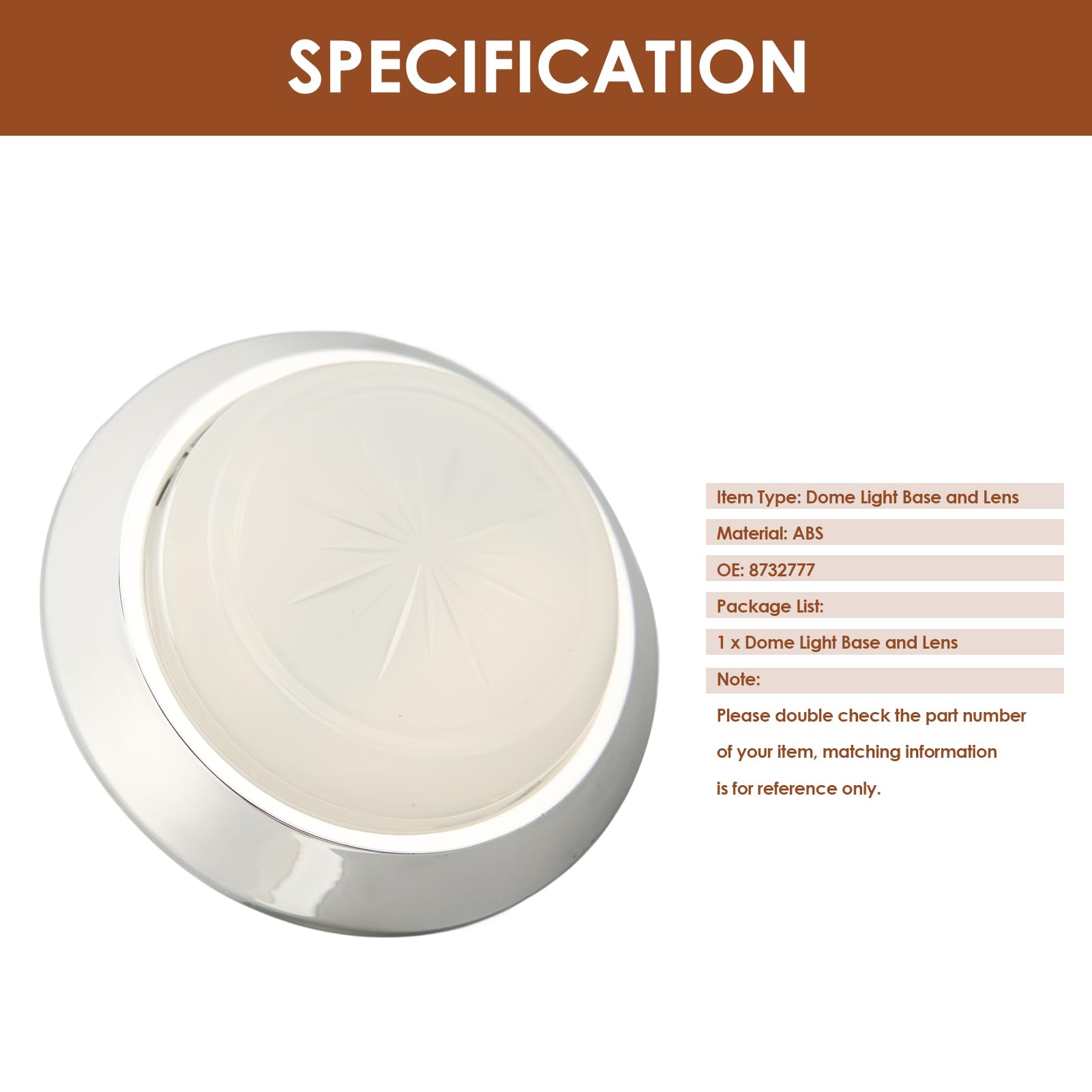 Round Dome Light, Sturdy Abs Interior Dome Light Lens Replacement Dome Lens Replacement For Chevy Nova 1971-1979 And 1970-1981 8732777