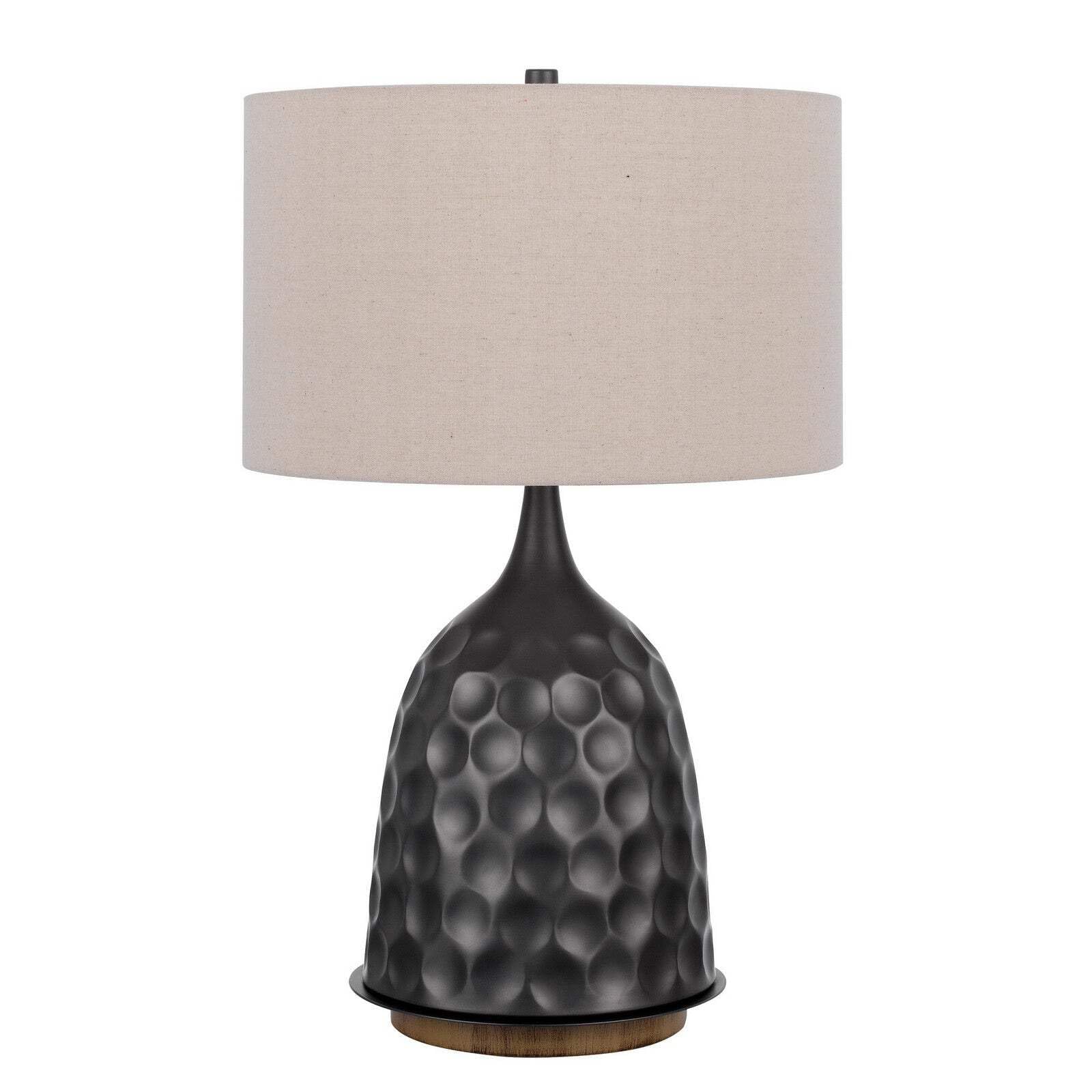 Homeroots Metal Table Lamp, 29 In. With Drum Shade, Gray & Brown, Model 524739