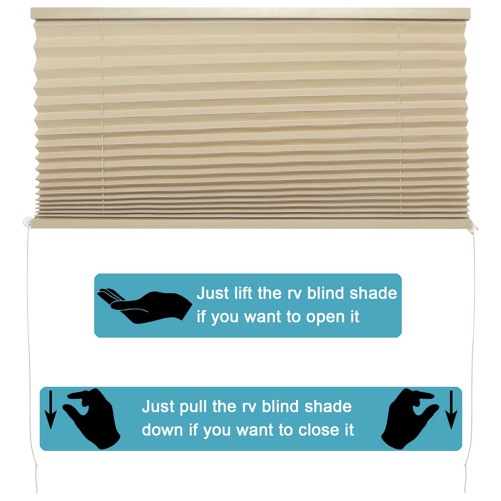 Novino Rv Shades For Camper Window,Rv Blinds Camper Blinds For Travel Trailers,Motorhome Pleated Window Shades-74 W X 42'' L