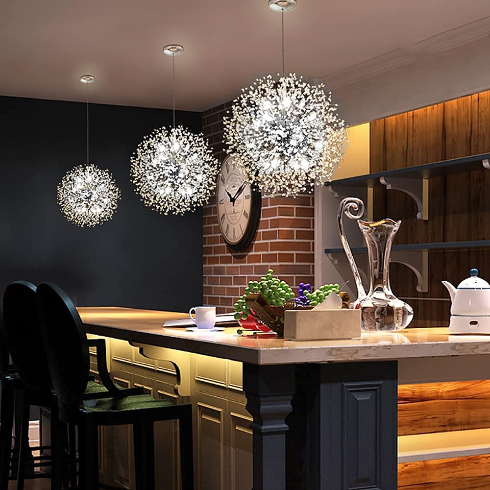 Mivenda Modern Crystal Chandeliers 16-Light Chrome Dandelion Light Fixture,Firework Chandelier,Personalized Ceiling Hanging Ligh