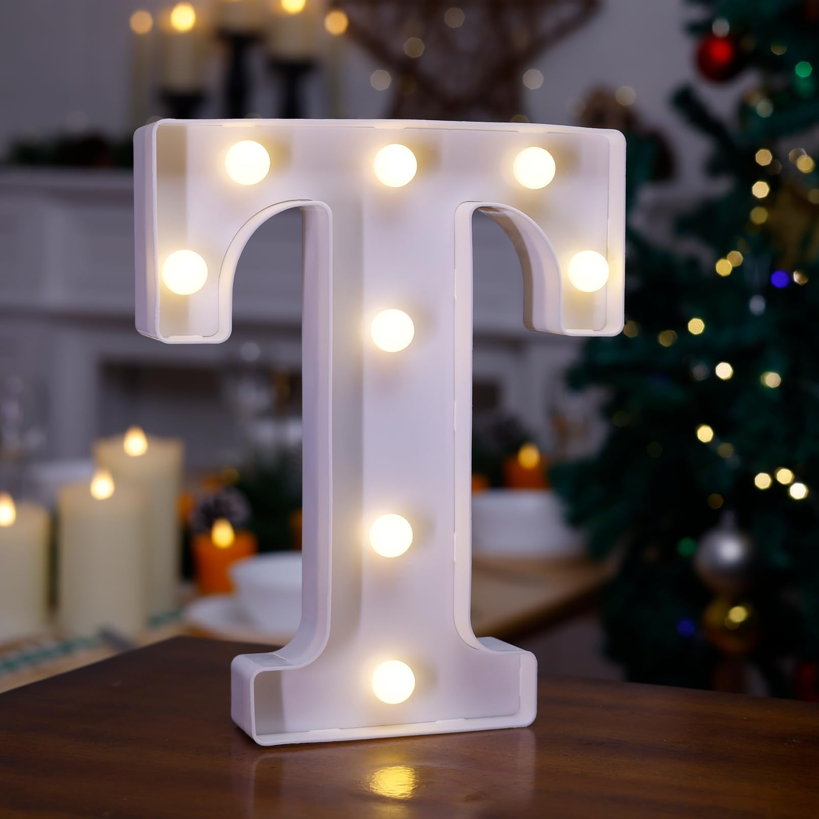 TRONSBOO LED Marquee Sign Light Up Letters, Alphabet Light Up Letters Sign, Battery Powered LED Letter Lights for Night Light, Wedding, Birthday, Party, Christmas or Home Decor (Letter T)