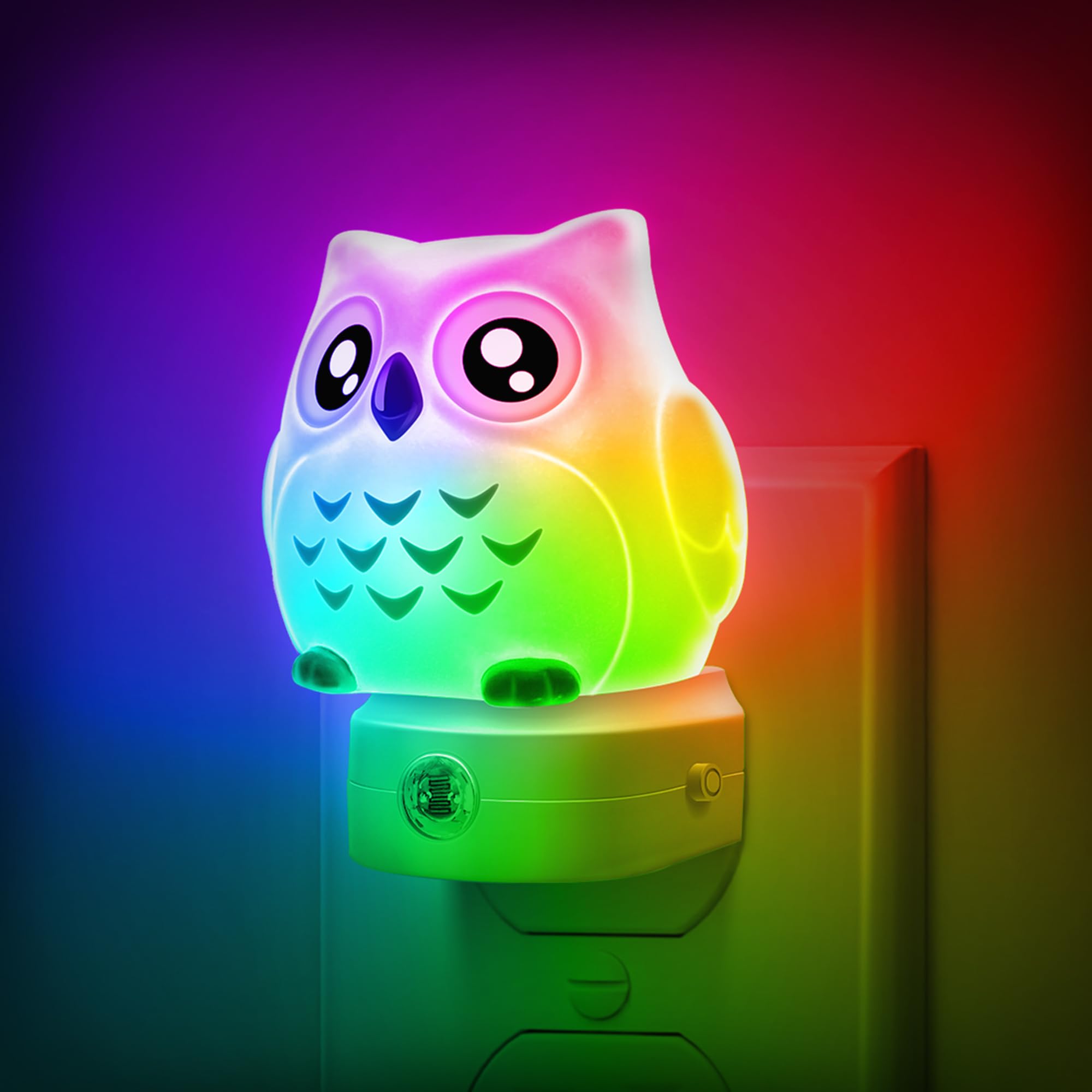 DORESshop Owl Night Light, 8-Color LED, Dusk to Dawn Sensor, 1 Pack, Plastic, Model CA-GY10109OWN, Owl-RGB
