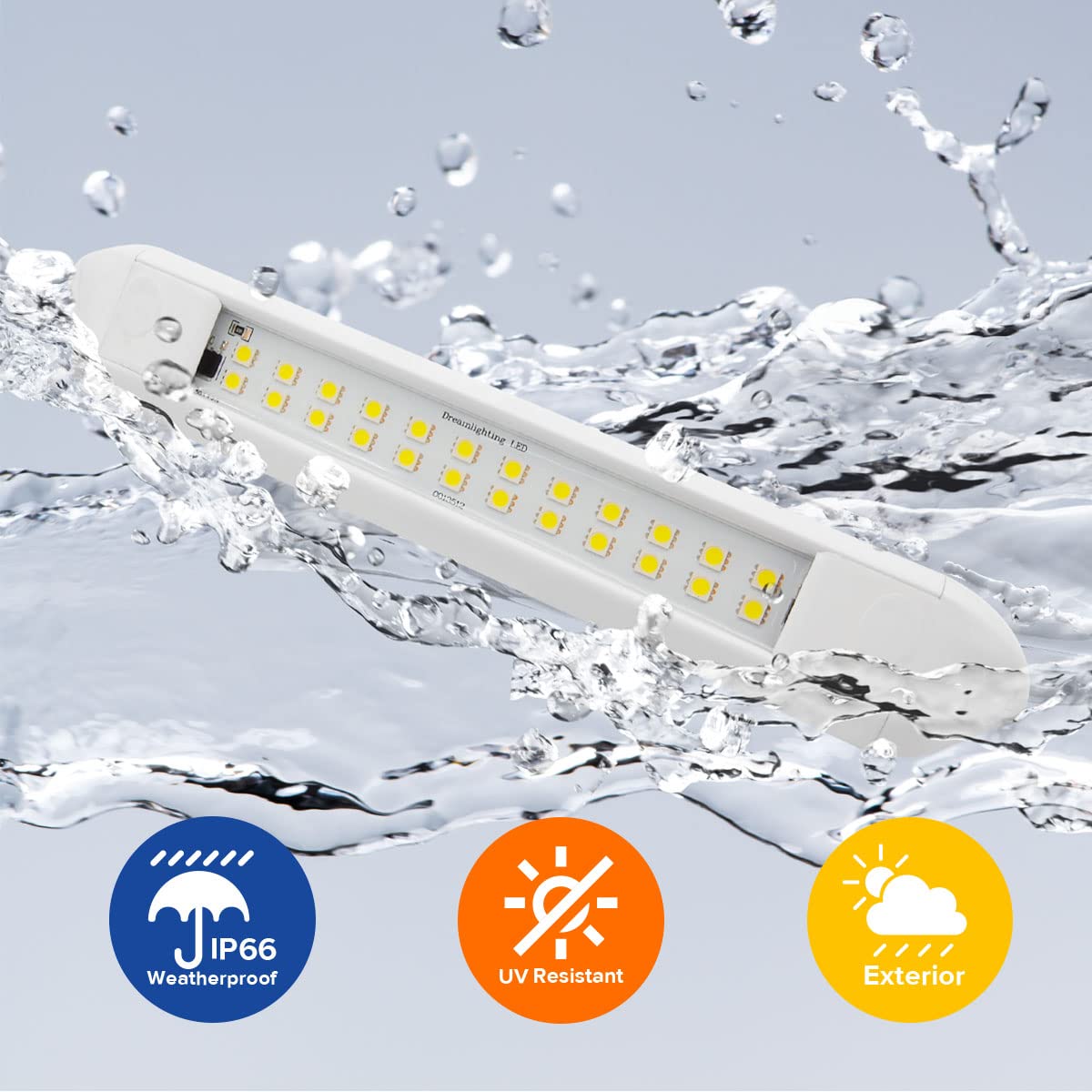 Dream Lighting RV Exterior LED Porch Lights, 12V, 350lm, 10 inch, Pack of 2, Cool White, Model 0013512C