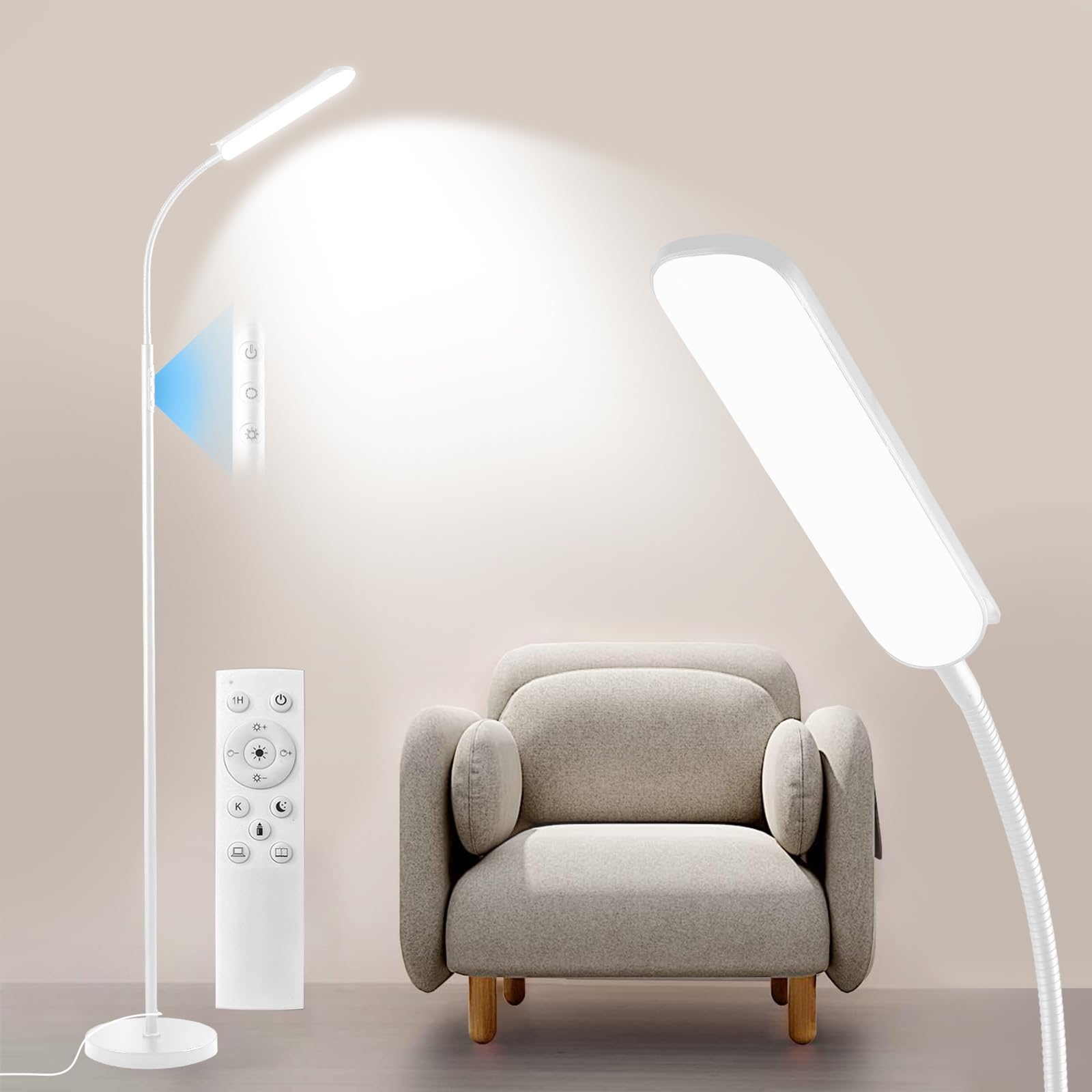 Yikuneng Dimmable Led Floor Lamp, Super Bright Reading Lamps Floor Standing Lamp With Remote & Touch Control, Stepless Dimming &