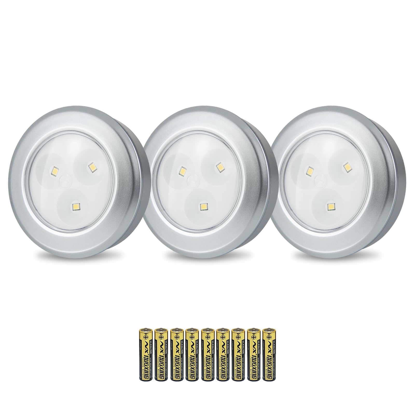 LUXSWAY LED Puck Lights, Battery Operated Mini Push Light, LED Under Cabinet Lighting, Stick on Light, Kitchen Closet Counter Ni