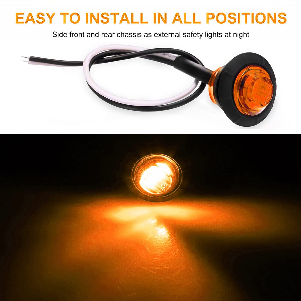 KEING Mini Round LED Clearance Lamp, Waterproof, 3/4 Inch, Red + Amber, 12V for Trailer, Truck, Bus, ATV, RV, Lorry, Caravan
