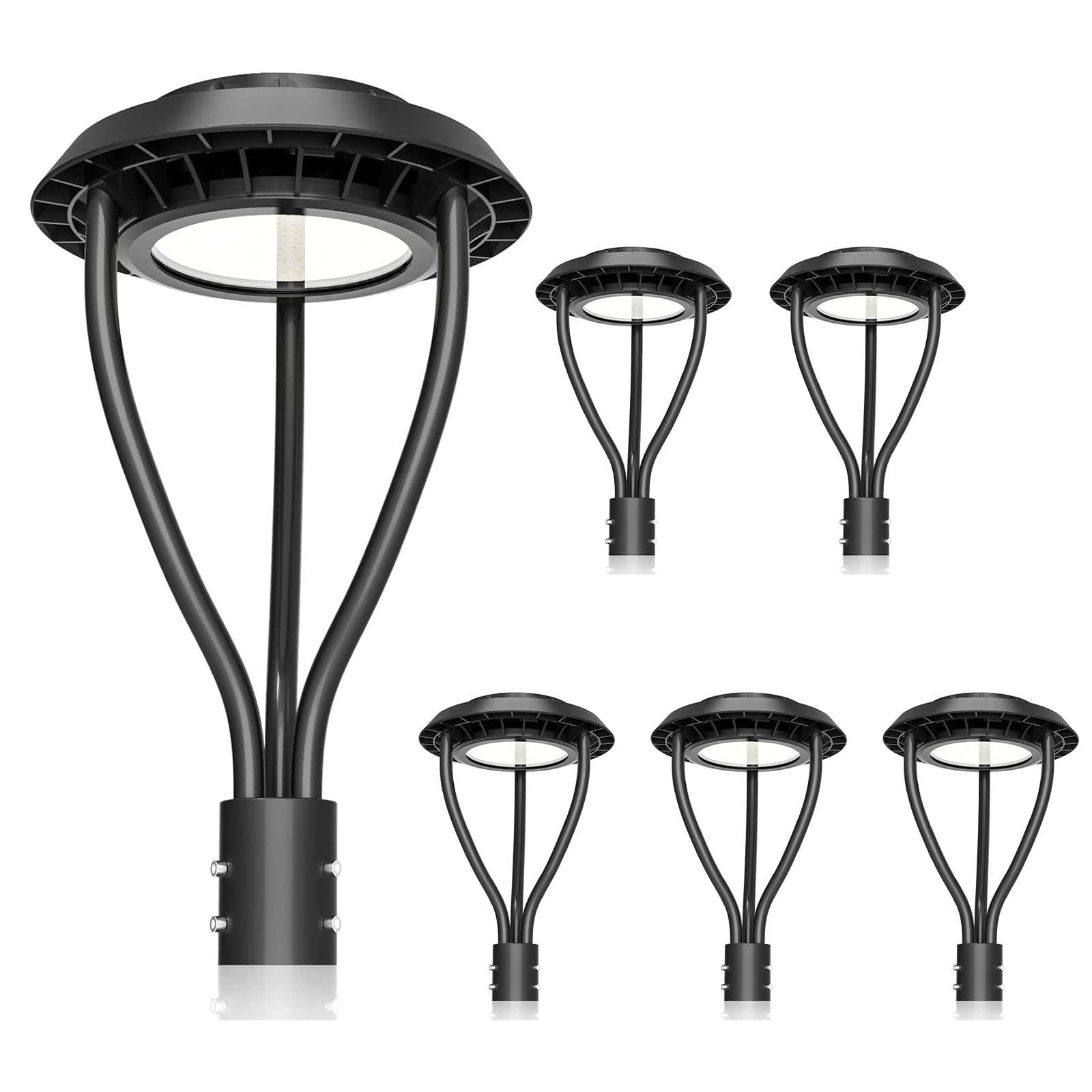KUKUPPO 6Pack 150W LED Post Top Light 150W/120W/90W Wattage Selectable ETL&DLC Listed 21000Lm LED Post Pole Top Light Dusk to Da