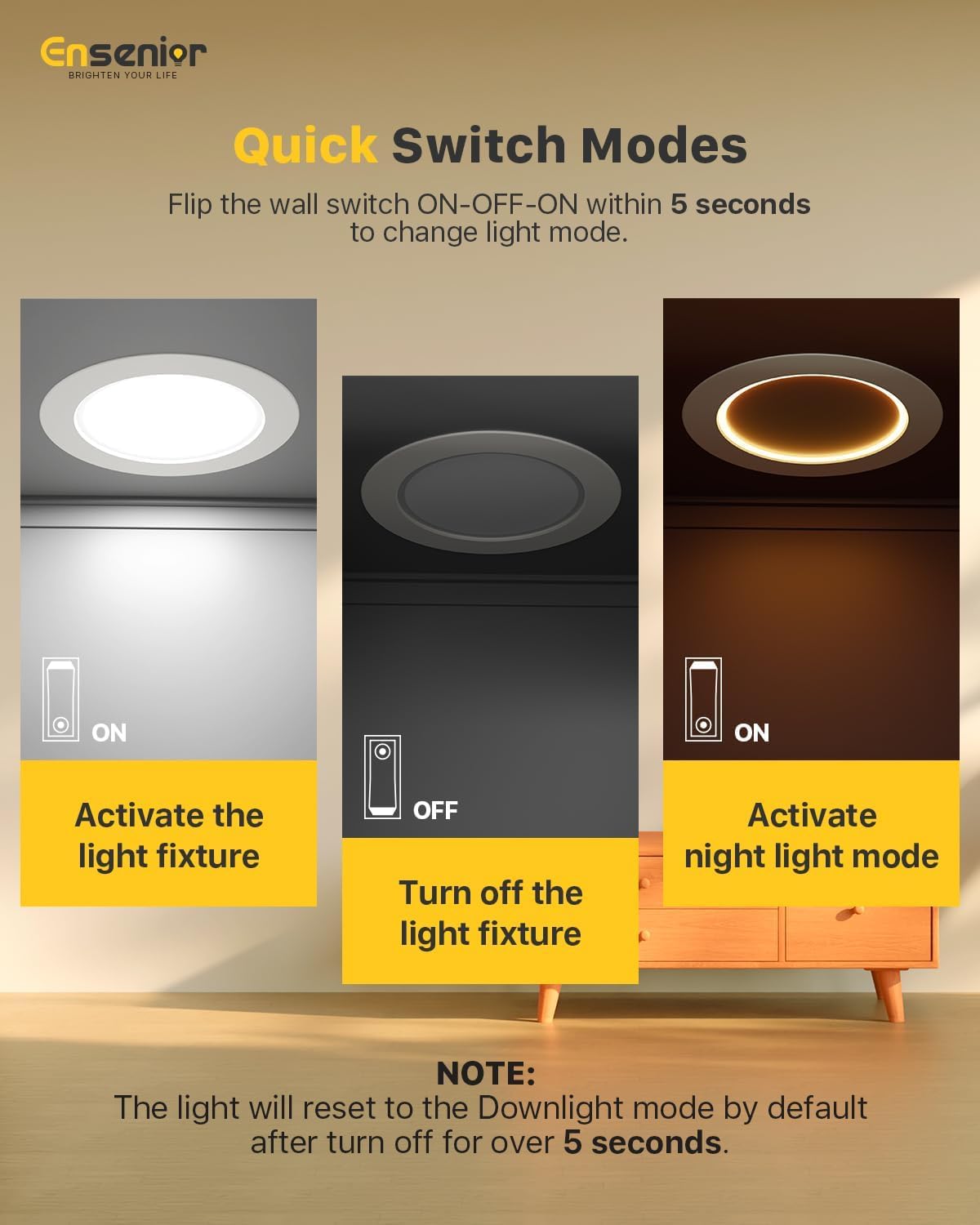 Ensenior 4 Inch LED Recessed Lighting 4 Pack, Dimmable, 5CCT Adjustable (2700K-5000K), Plastic, Model XY3-6I