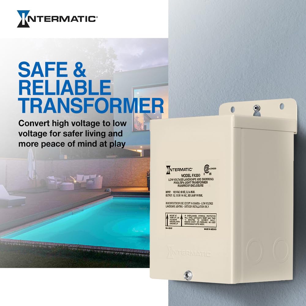 Intermatic Px300 300W Pool Light Transformer 12V, 13V, 14V - Supply For Pool/Spa Lights, Submersible Fixtures, And Landscape Lig