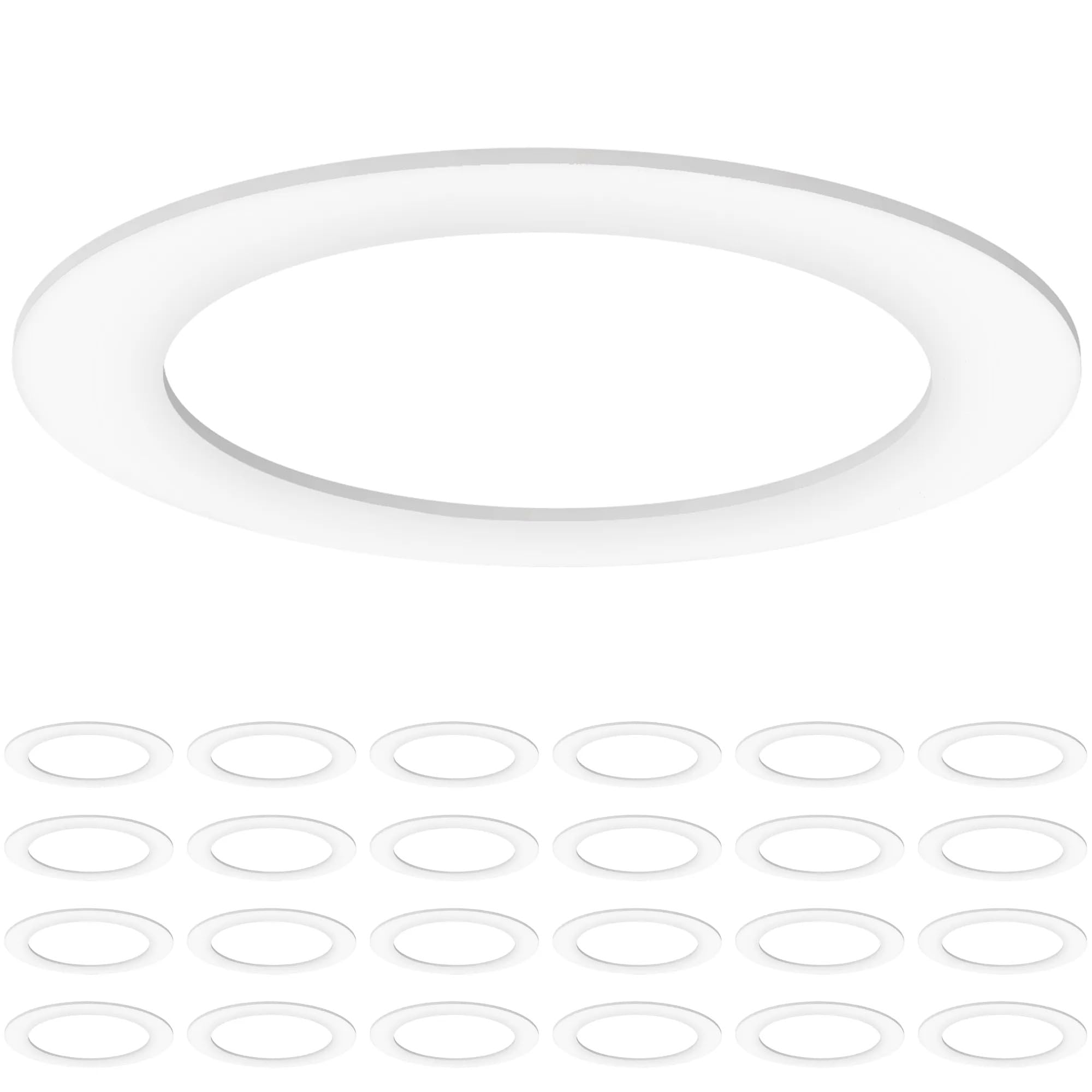 Sunco Goof Rings For 6 Inch Recessed Lights White Can Light Goof Trim Ring, Outer Diameter 8.6-Inch, Inner Diameter 6.2-Inch, Durable Plastic Design, Matte Finish, Flush Mount 24 Pack
