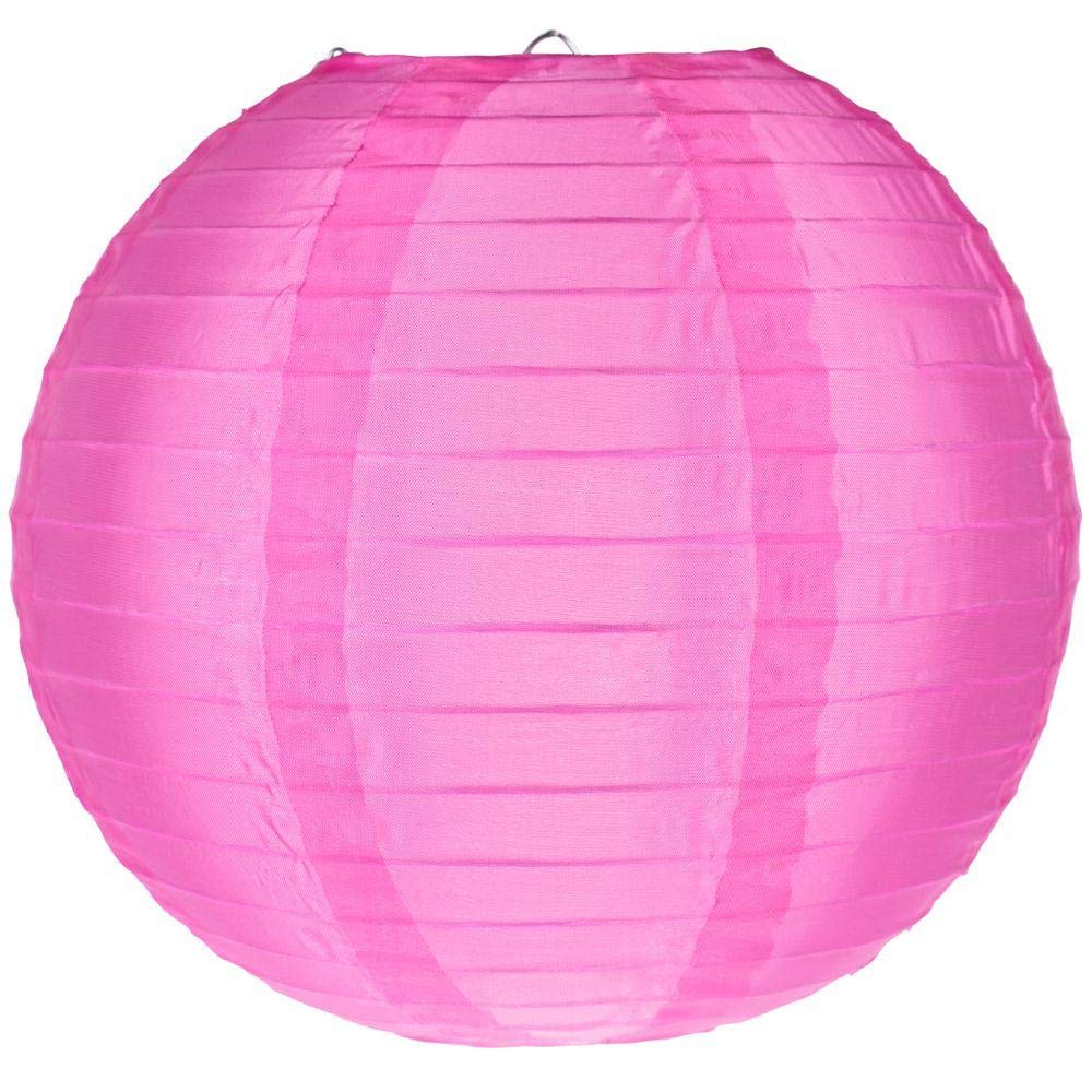 Quasimoon 4 Inch Round Nylon Lanterns, Fuchsia, Even Ribbing, 10-Pack, Model 4NYL-HP