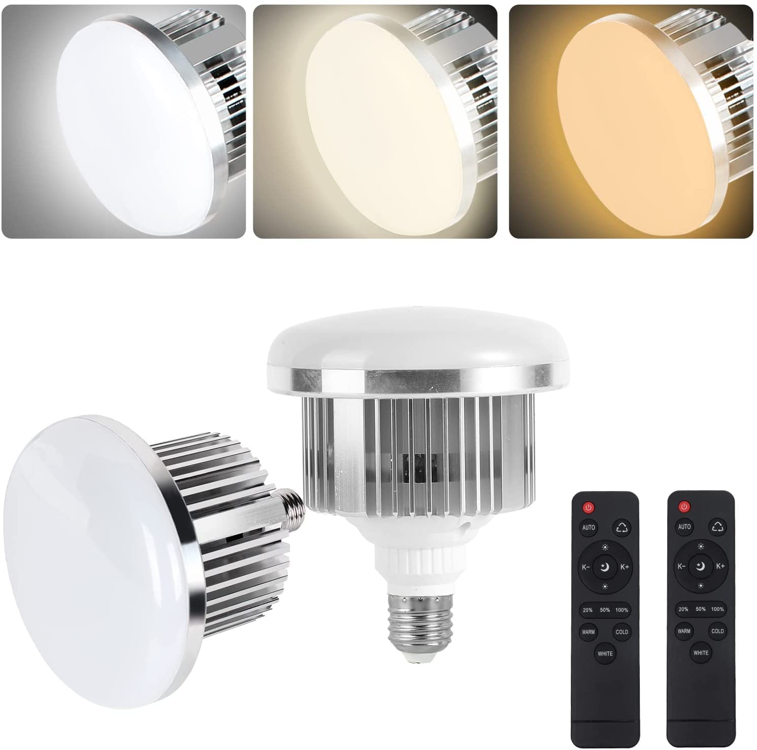 2Pack 85W Photography Light Bulb 2700-6400K Colour Temperatures Dimmable Tricolor Led Bulbs Softbox Bulb In E27 Socket For Photo