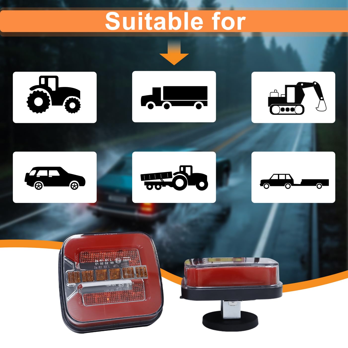 yuksood Wireless Trailer Light Kit - Magnetic, Rechargeable, Waterproof IP67, Red, Model zy-5023B for Trucks, RVs, Boats