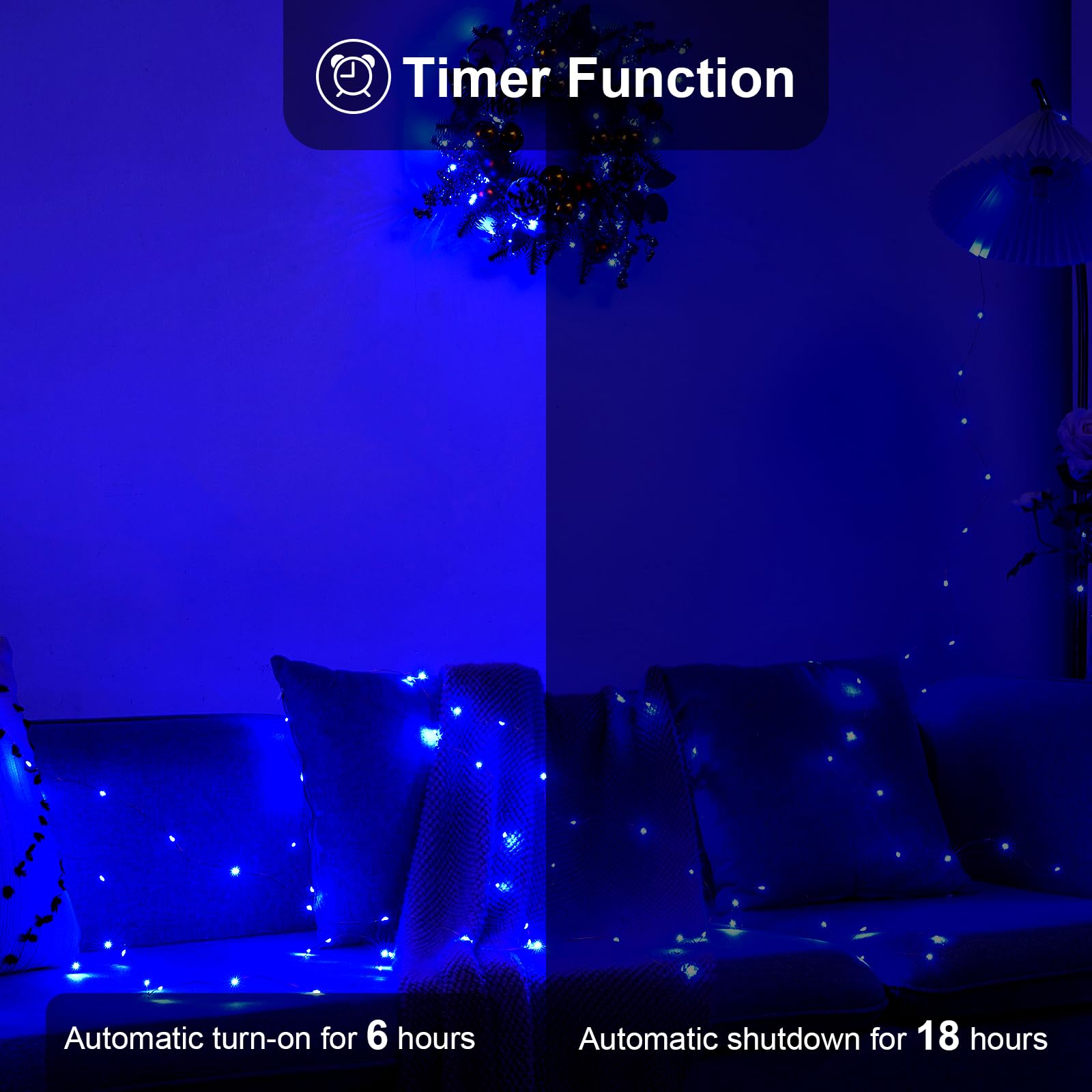 Ariceleo 1 Pack 16.4Ft Battery Operated String Lights With Timer  Blue With Synchronized Twinkle Mode  Fairy Lights Battery Powered  50 Leds  Idea For Christmas Bedroom Party Wedding
