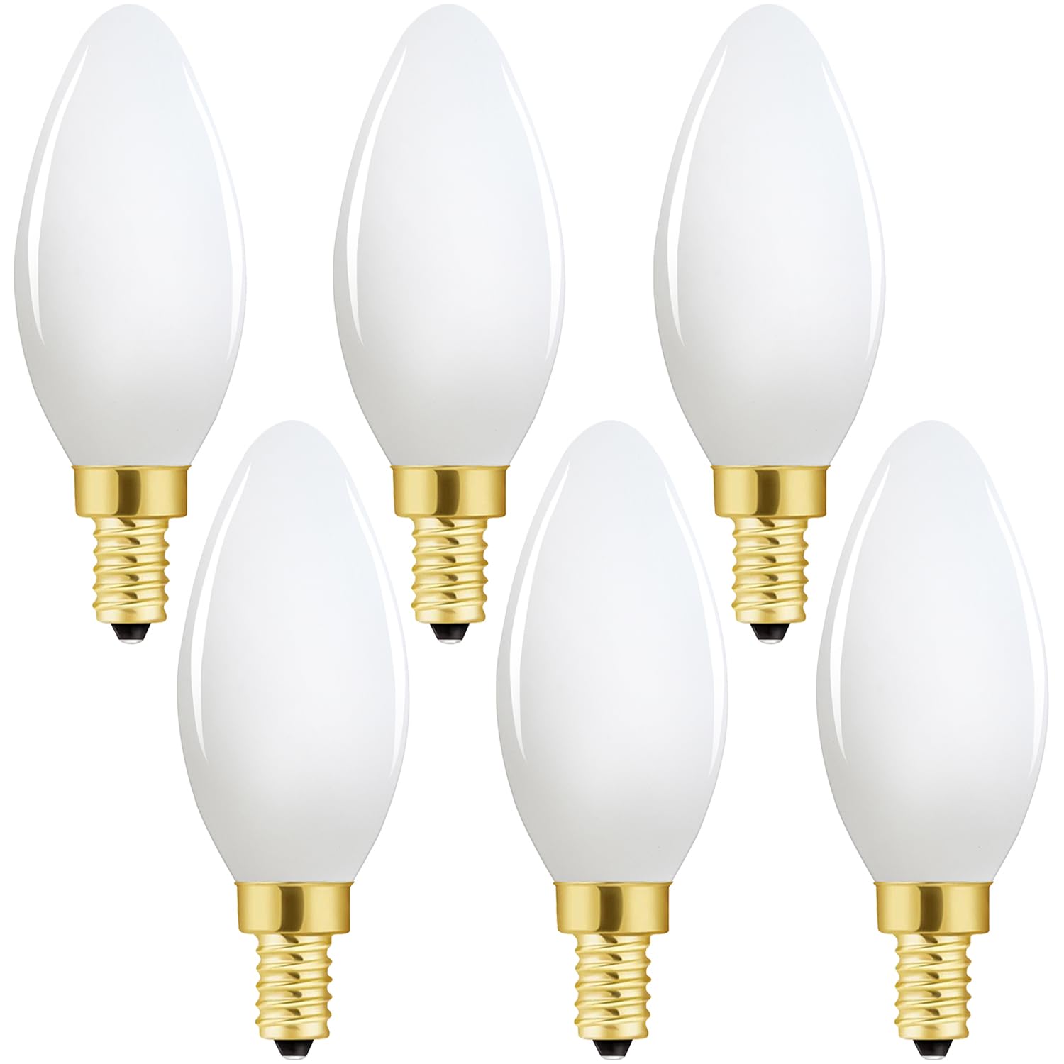 Xininsun Frosted Led Bulb Dimmable 6W Equal Soft White 3000K E12 Candelabra Bulb 60 Watt For Chandeliers,Ceiling Fan,Pendant,Wal