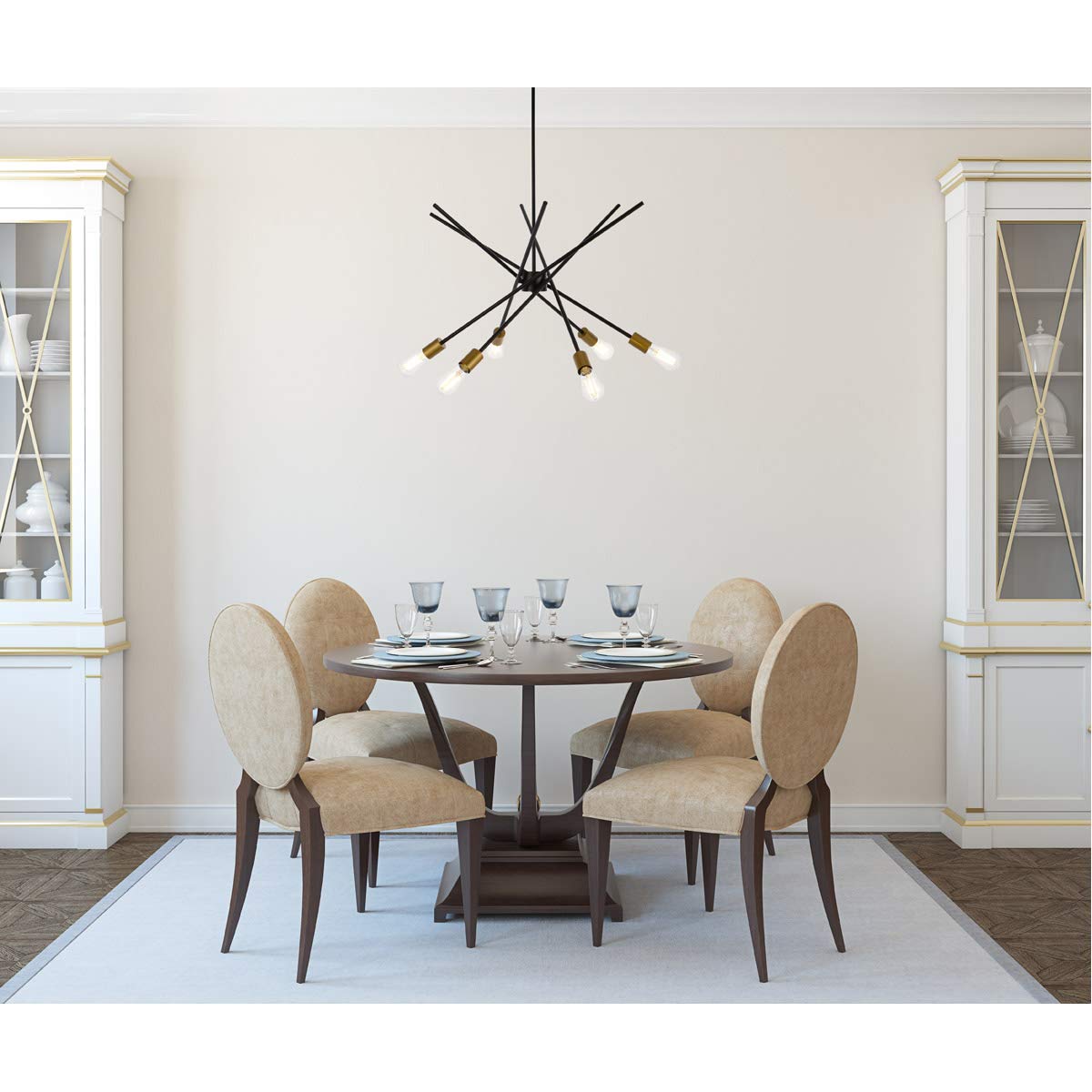 Living District Indoor Modern Home Decorative Bright Ceiling Armin 6 Lights Pendant in Black with Brass