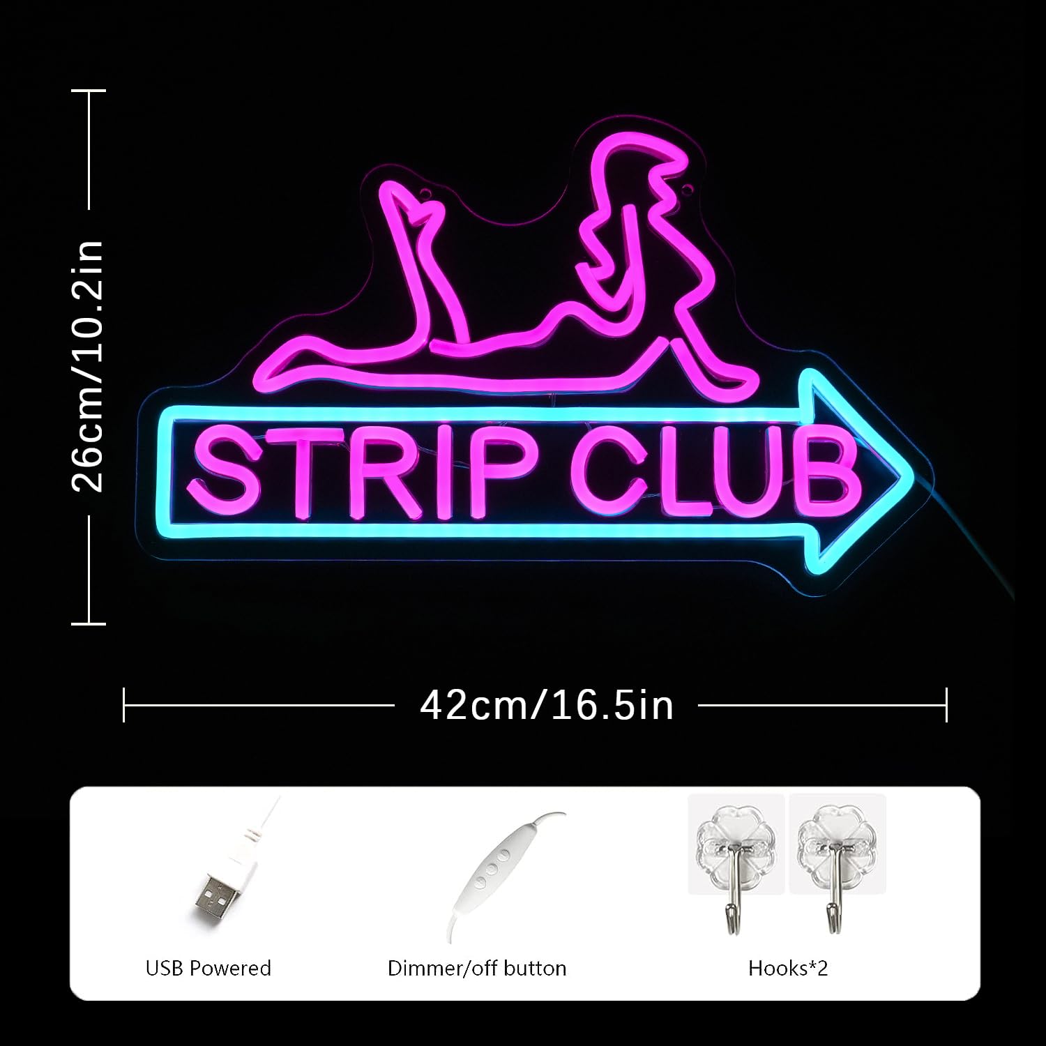 Lmsignly Strip Club Neon Sign Women Neon Light Sign For Wall Decor Dimmable Dance Club Neon Light Sign Letter Led Sign For Bedroom Living Room Club Dancing Party Ball Christmas Gift