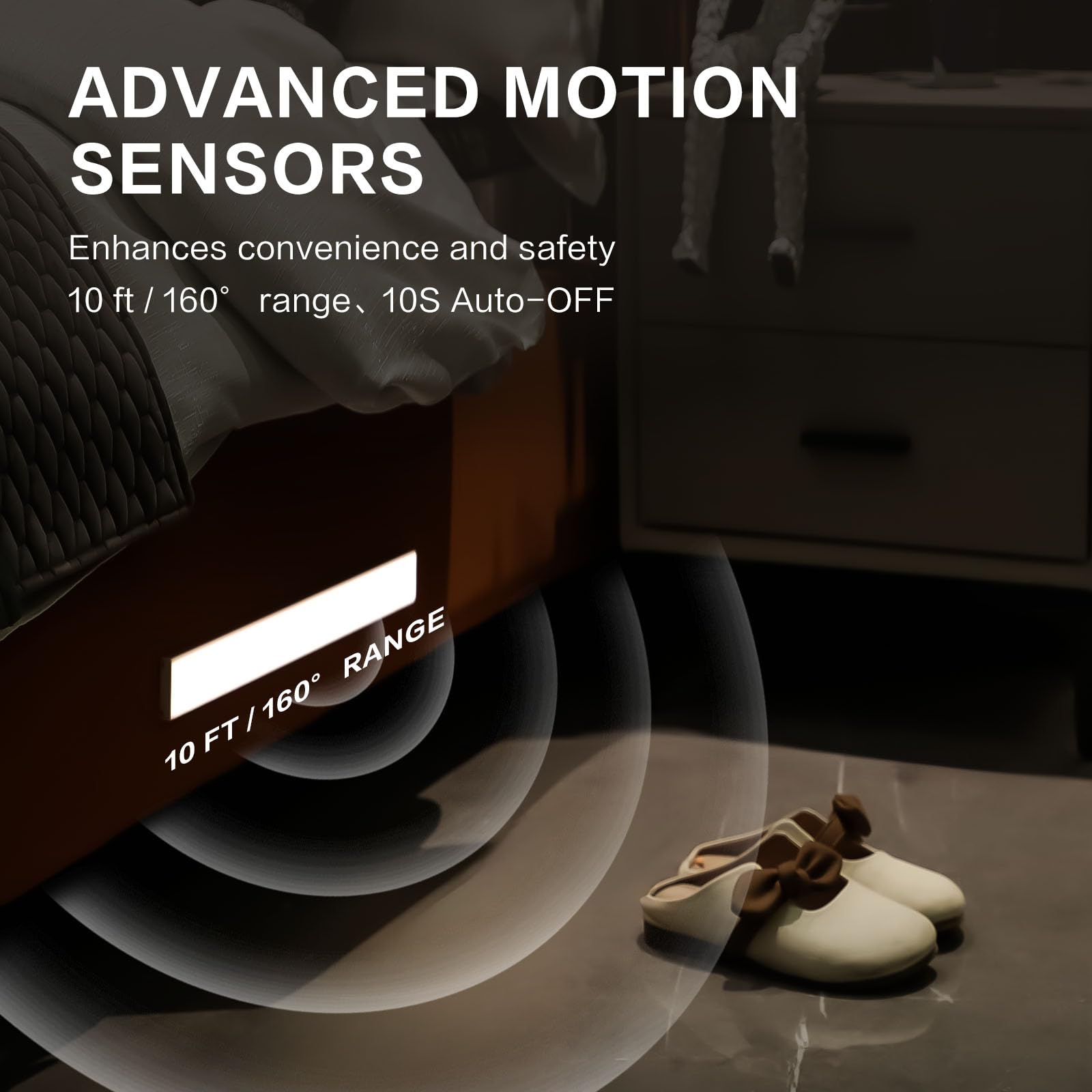 Garto Motion Sensor Lights Indoor, 3 Color Temps Under Cabinet Lights, Closet Light Dimmable, 84 Led Rechargeable Battery Operat