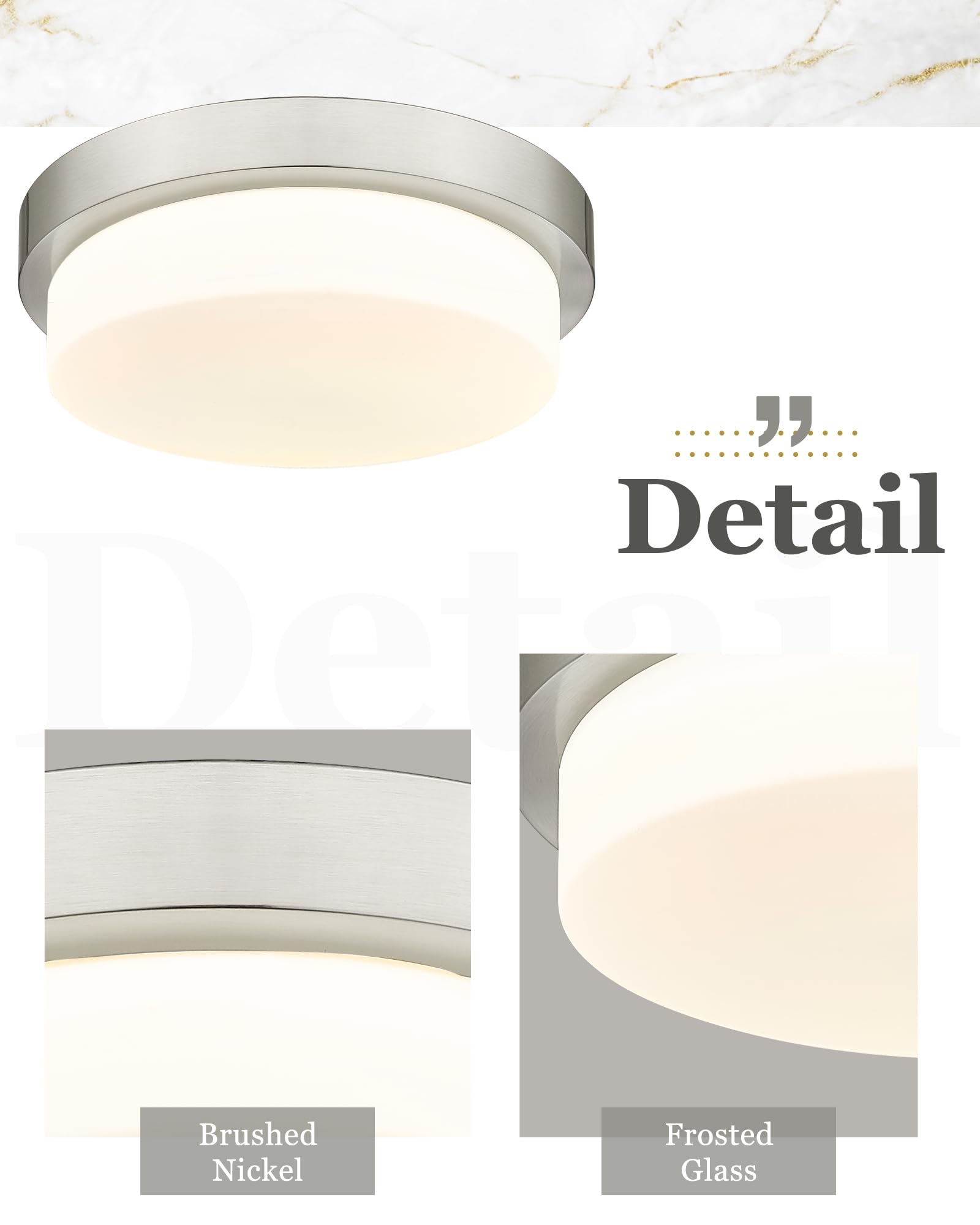 Audickic Flush Mount Ceiling Light, 13Inch Close To Ceiling Light Fixtures 24W 2200Lm Dimmable 2700K/3000K/4000K/5000K/6000K Led