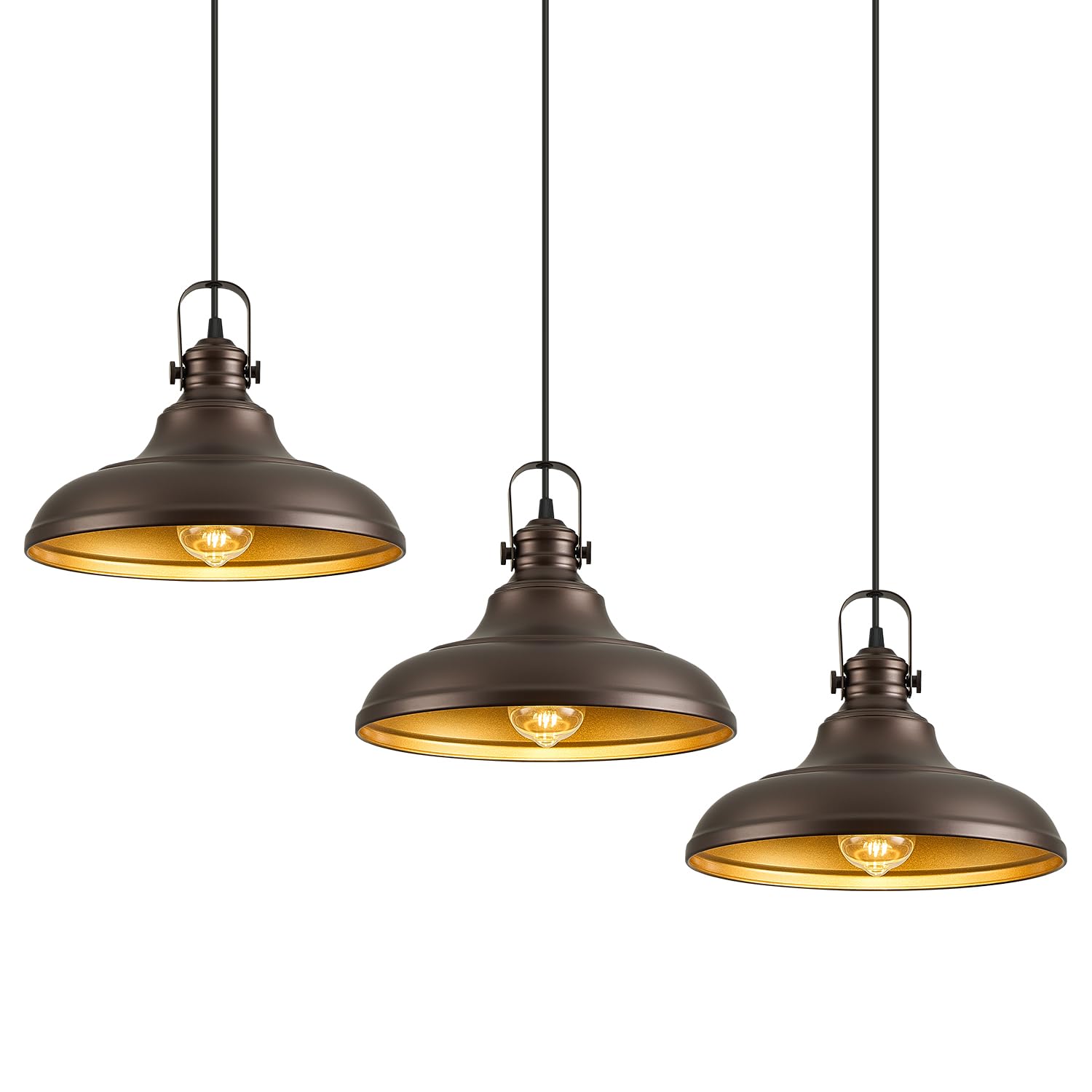 Refice Farmhouse Pendant Lights Oil Rubbed Bronze Matte Pendant Lighting for Kitchen Island Industrial Adjustable Height Vintage