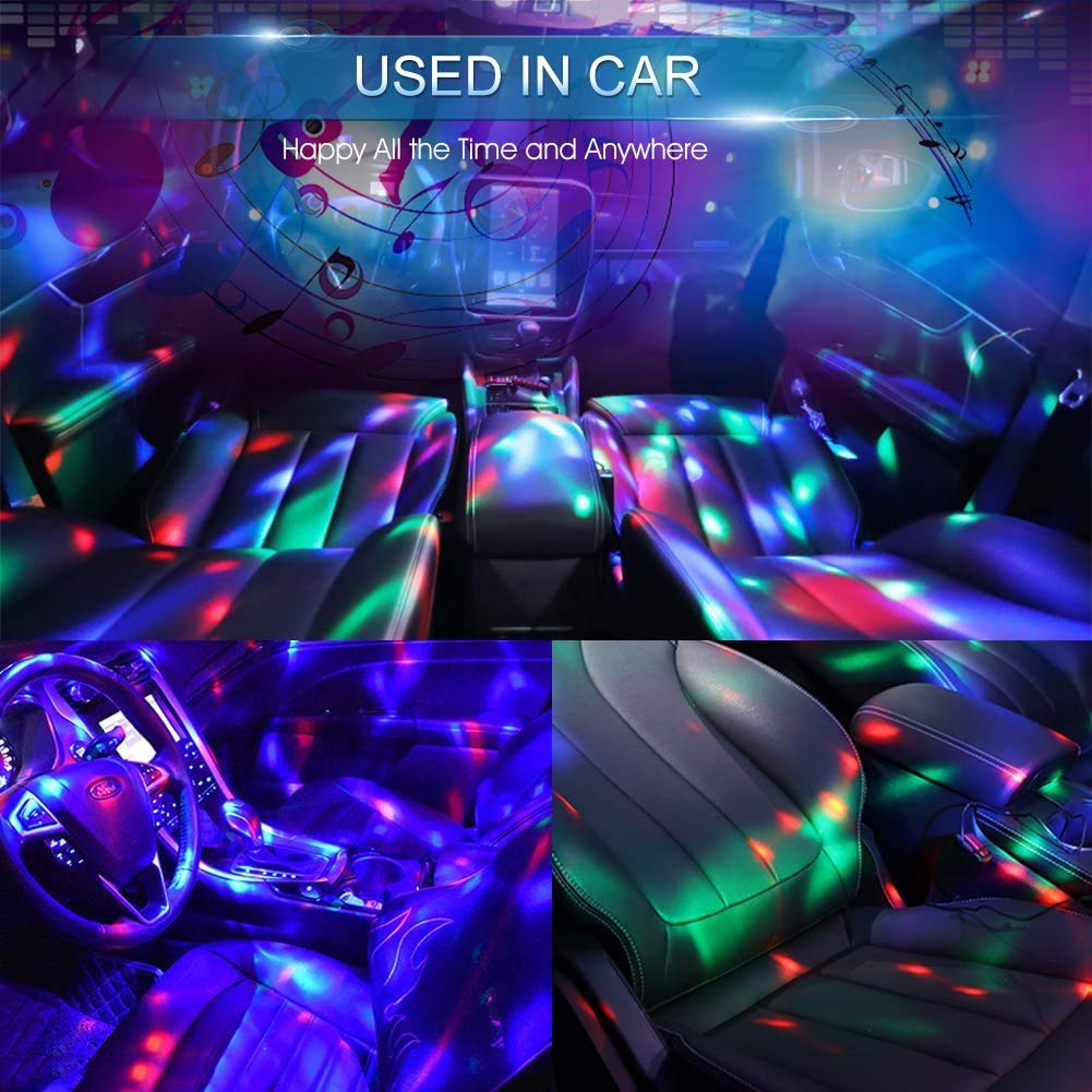 Boolian USB Mini Disco Ball Light, Portable Voice-Activated Strobe, 2-Pack, White, Ideal for Christmas/Halloween/Home Decor