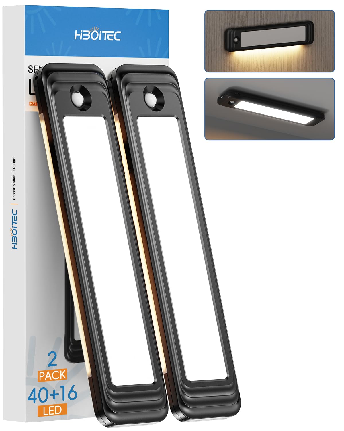 HIBOITEC Under Cabinet Lighting Wireless, 56 LED Closet Lights Motion Sensored Adjustable Brightness Magnetic 3 Color Temps Rech