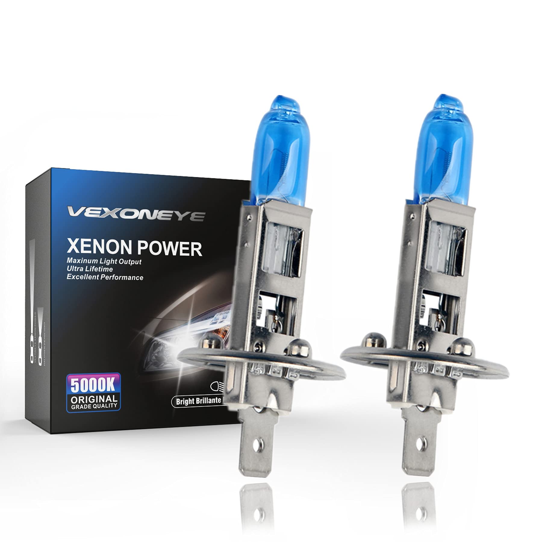 Vexoneye H1 Halogen Headlight Bulb/Fog Lights 12V 55W White 5000K 64150 12258 Light Bulbs Headlamp Super Bright