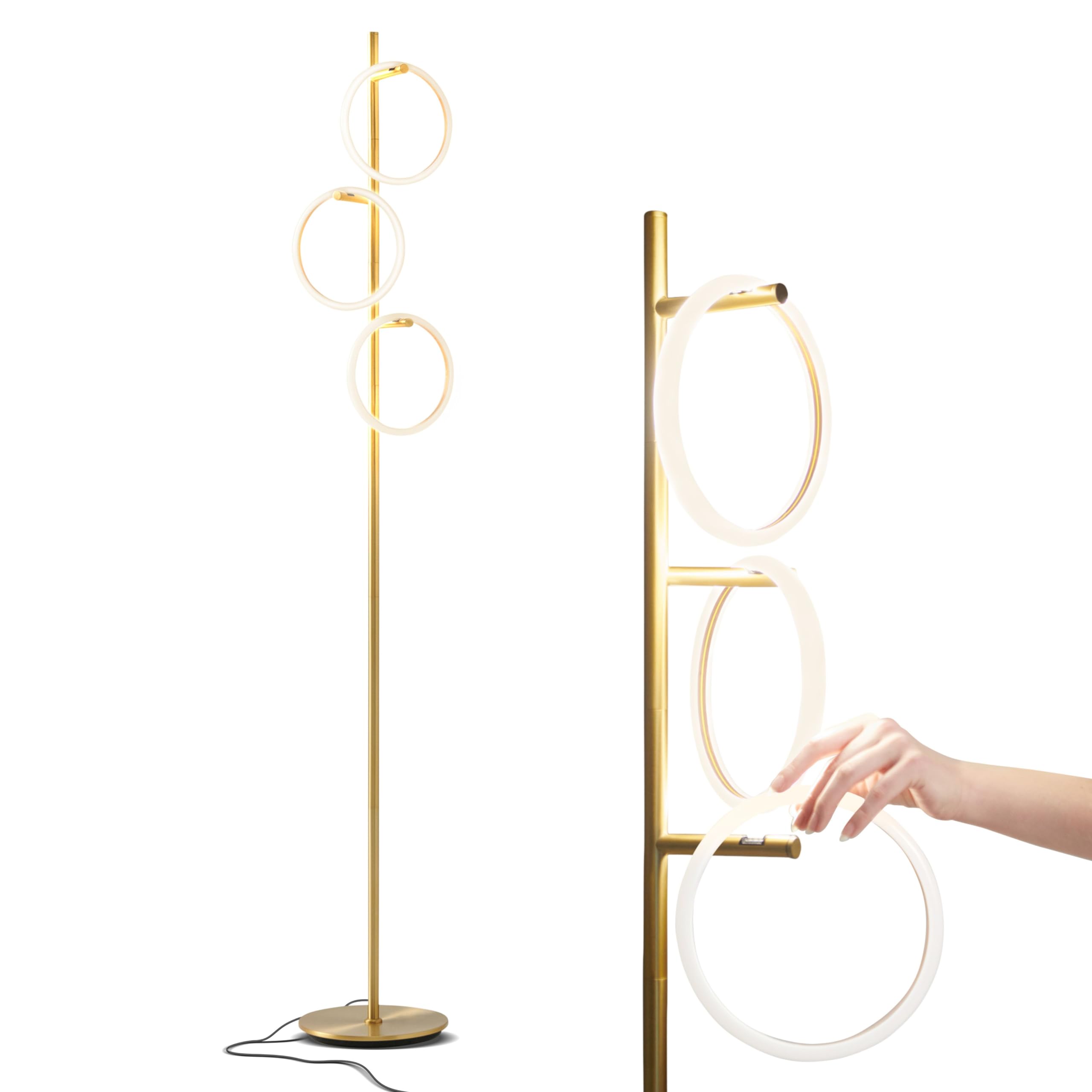 Brightech Saturn Floor Lamp - Brass Frame, Warm White Light, Model FL-SATRN-BRS, Great for Living Rooms and Offices
