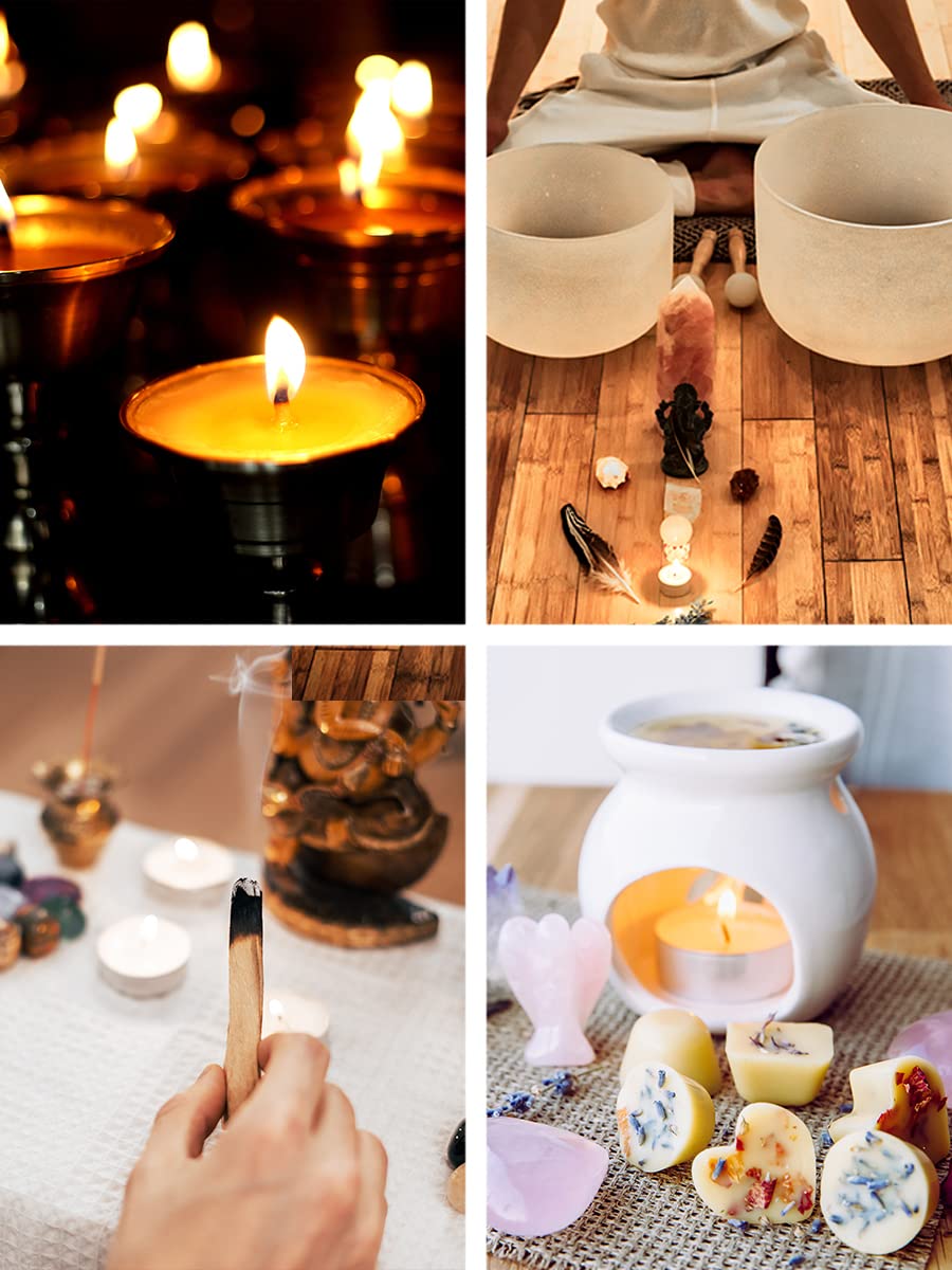 Mudra Crafts Tibetan Tealight Vanaspati Ghee Butter Lamp Candle Set For Meditation, Ceremonies, Rituals, Altars, Diwali (Clear Container)