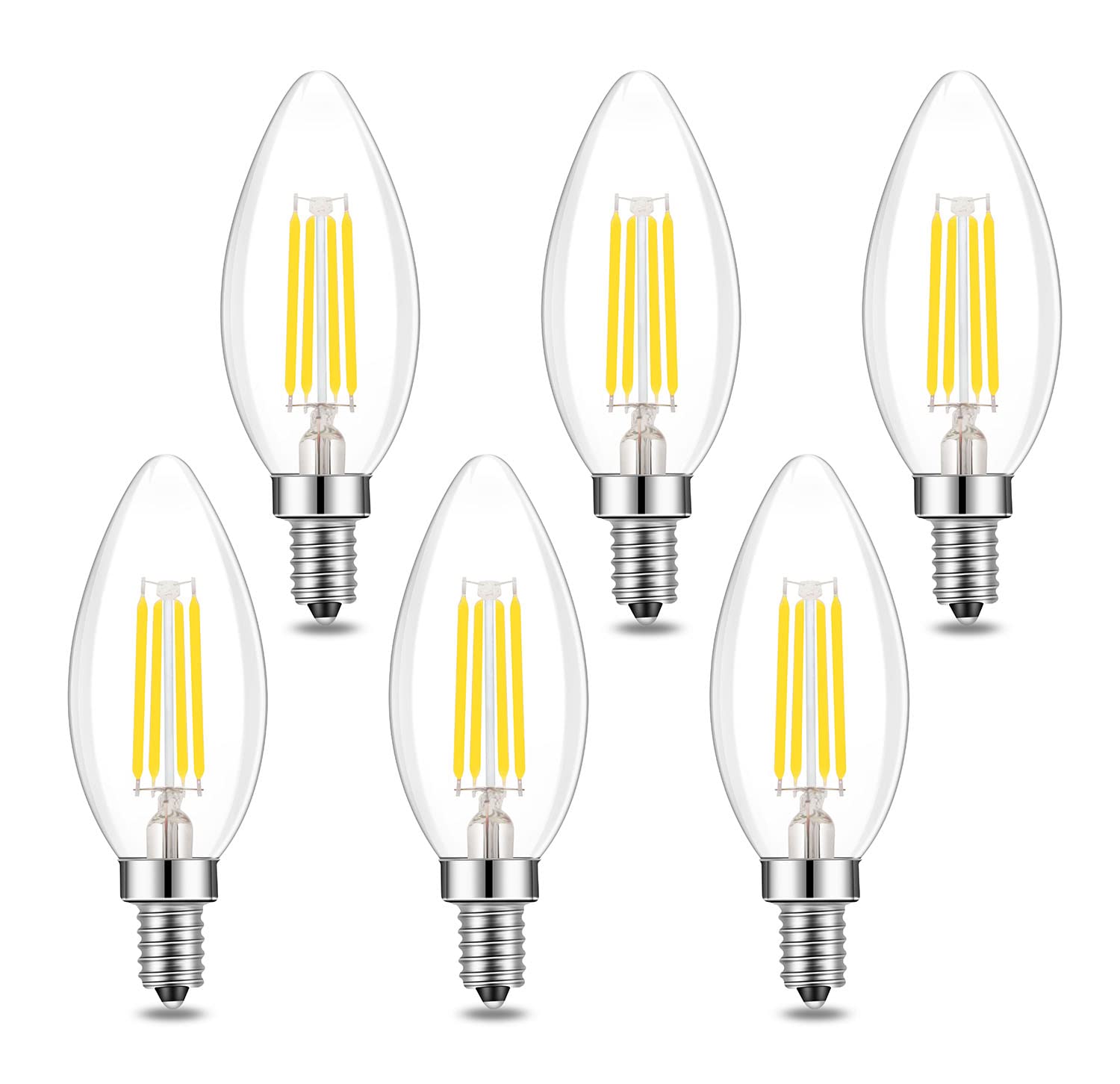 Lamsky E14 Led Bulb Dimmable,110V 400Lm 40W Equivalent Daylight White 5000K,E14 European Base Candelabra Bulbs,C35 Clear Vintage